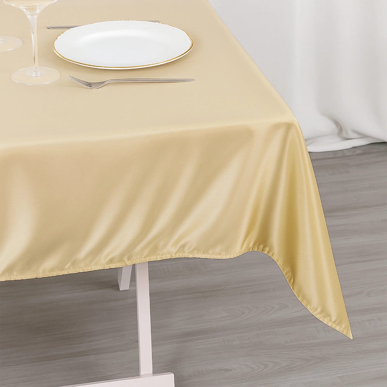 Premium Polyester Square Tablecloth 54"x54" Beige - 220GSM Wrinkle-Resistant Table Cover - Image 6