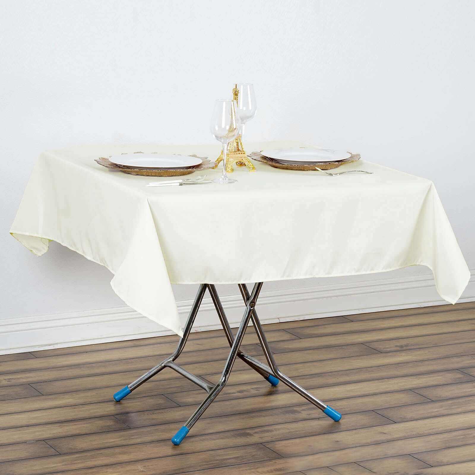 Premium Polyester Square Tablecloth 54"x54" Ivory - 220GSM Wrinkle-Resistant Table Cover - Image 2