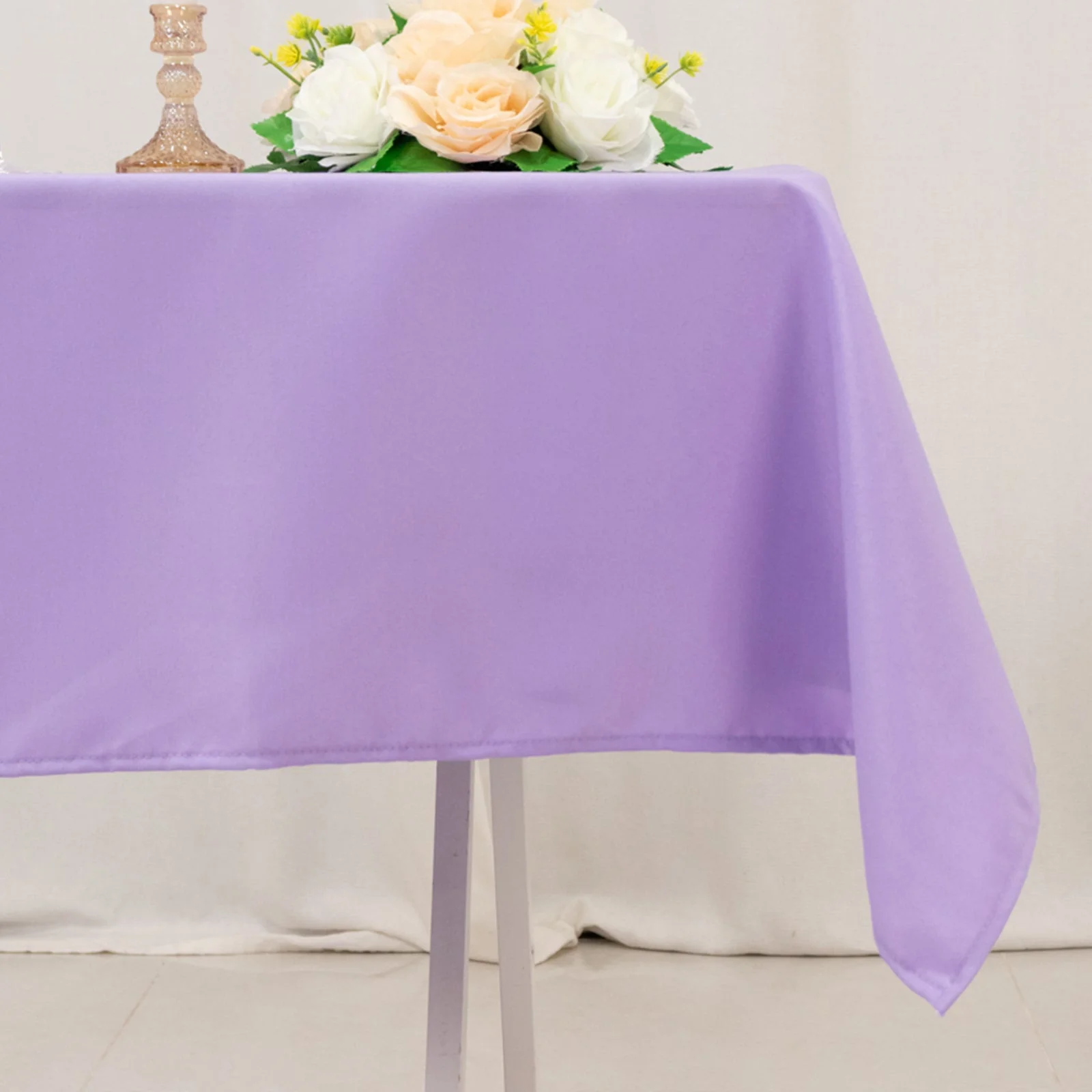 Premium Polyester Square Tablecloth 54"x54" Lavender Lilac - 220GSM Wrinkle-Resistant Table Cover - Image 2