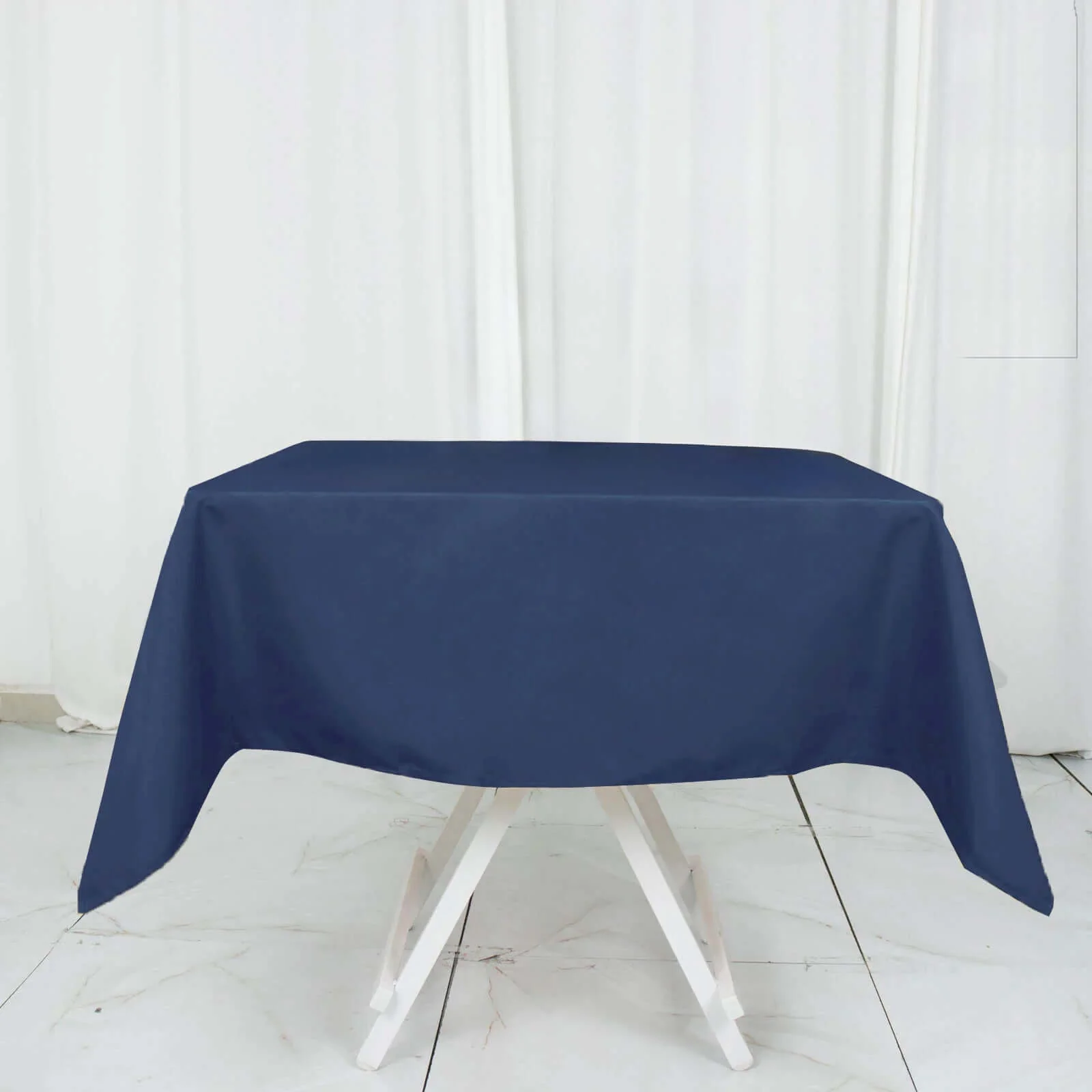 Premium Polyester Square Tablecloth 54"x54" Navy Blue - 220GSM Wrinkle-Resistant Table Cover