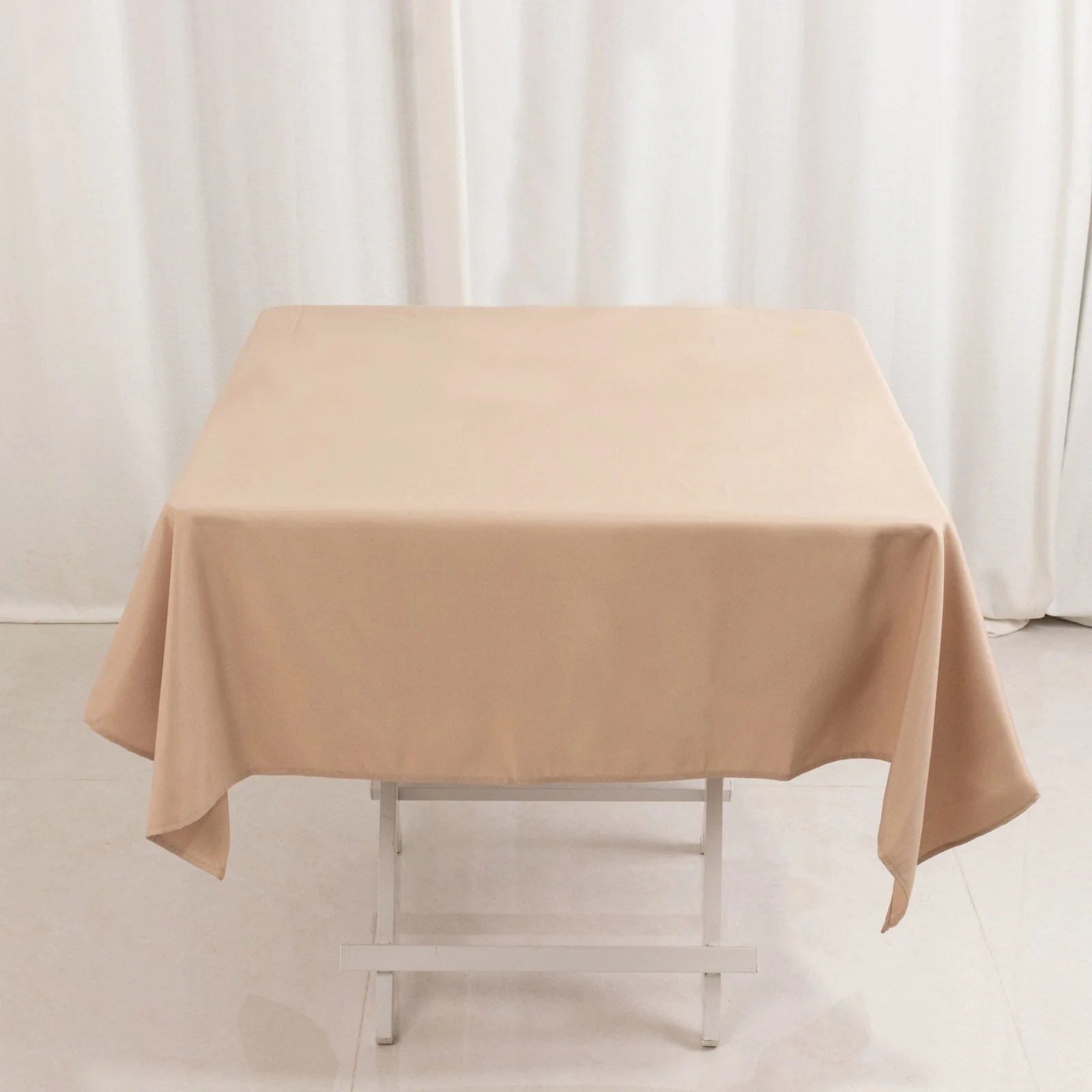 Premium Polyester Square Tablecloth 54"x54" Nude - 220GSM Wrinkle-Resistant Table Cover