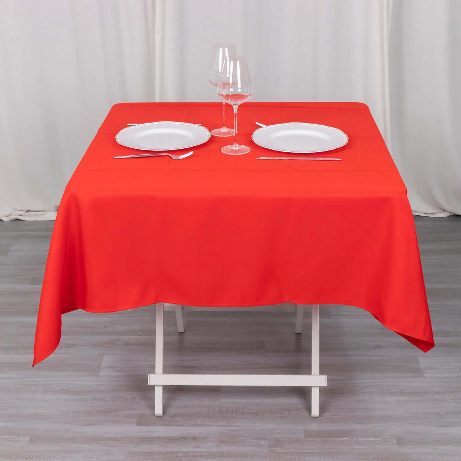 Premium Polyester Square Tablecloth 54"x54" Red - 220GSM Wrinkle-Resistant Table Cover - Image 2