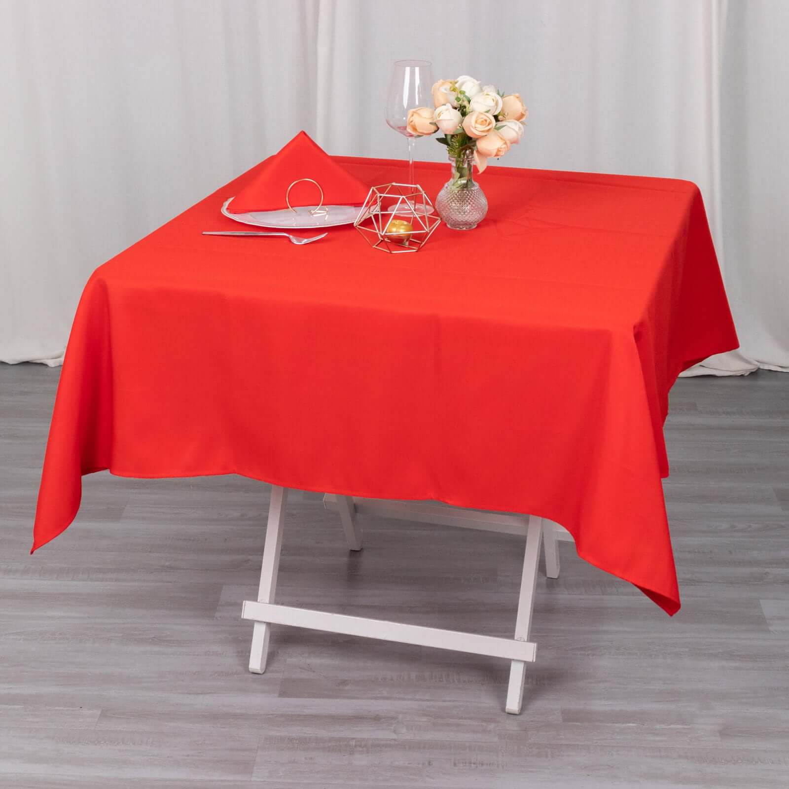 Premium Polyester Square Tablecloth 54"x54" Red - 220GSM Wrinkle-Resistant Table Cover - Image 6