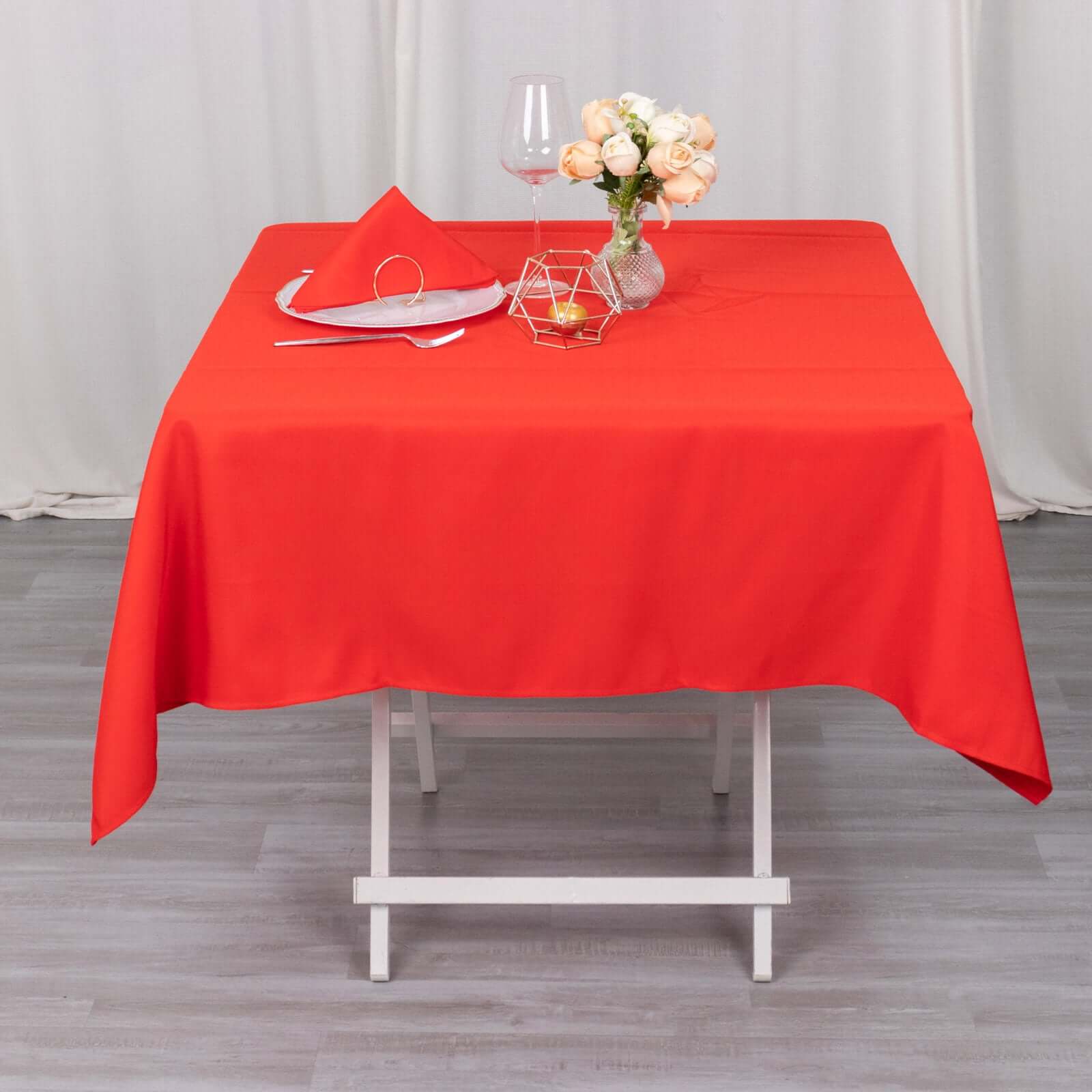 Premium Polyester Square Tablecloth 54"x54" Red - 220GSM Wrinkle-Resistant Table Cover - Image 9