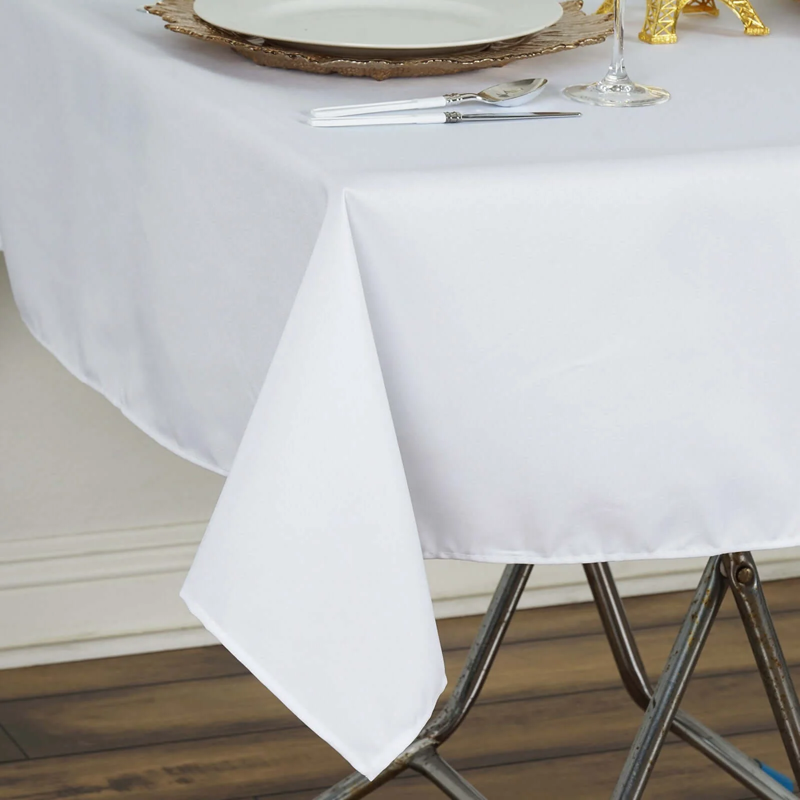 Premium Polyester Square Tablecloth 54"x54" White - 220GSM Wrinkle-Resistant & Durable Table Cover for Weddings and Parties - Image 2