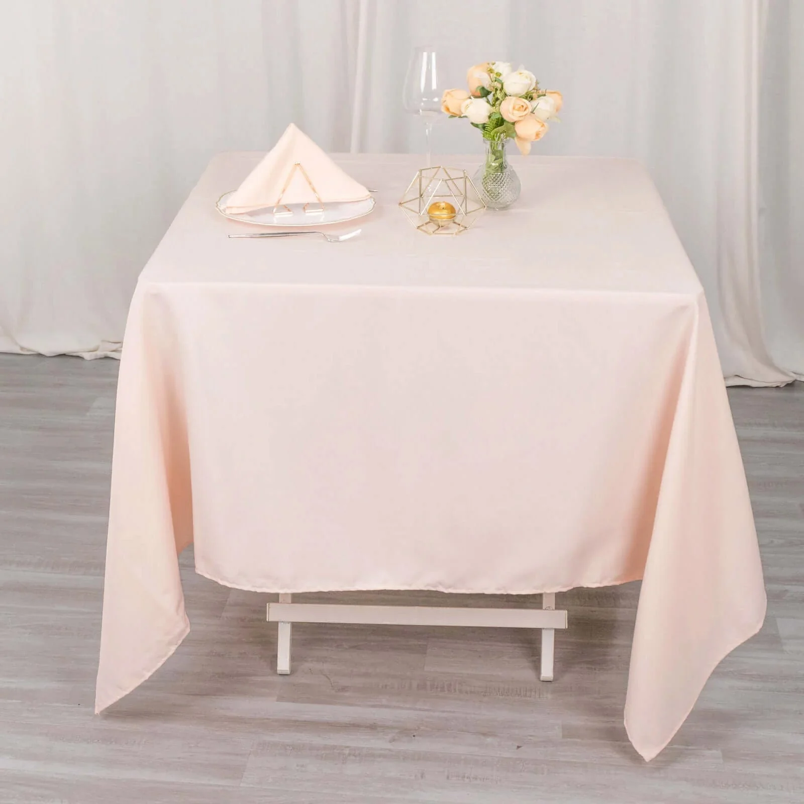 Premium Polyester Square Tablecloth 70"x70" Blush - Wrinkle-Resistant 220GSM Table Cover - Image 10