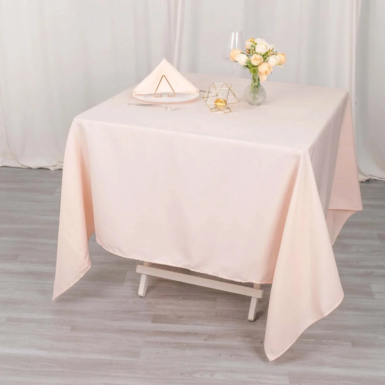 Premium Polyester Square Tablecloth 70"x70" Blush - Wrinkle-Resistant 220GSM Table Cover - Image 6
