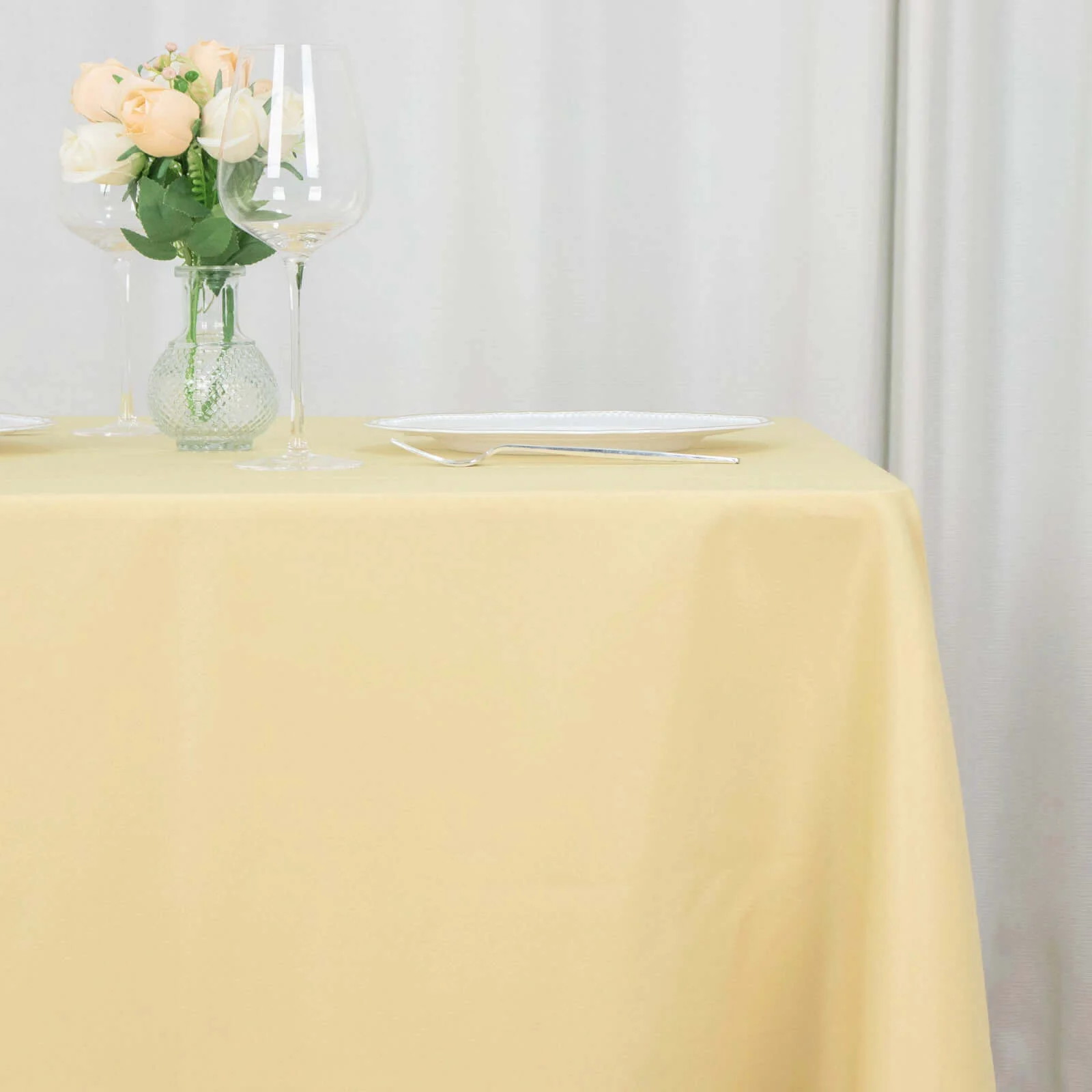 Premium Polyester Square Tablecloth 70"x70" Champagne - Wrinkle-Resistant 220GSM Table Topper - Image 2