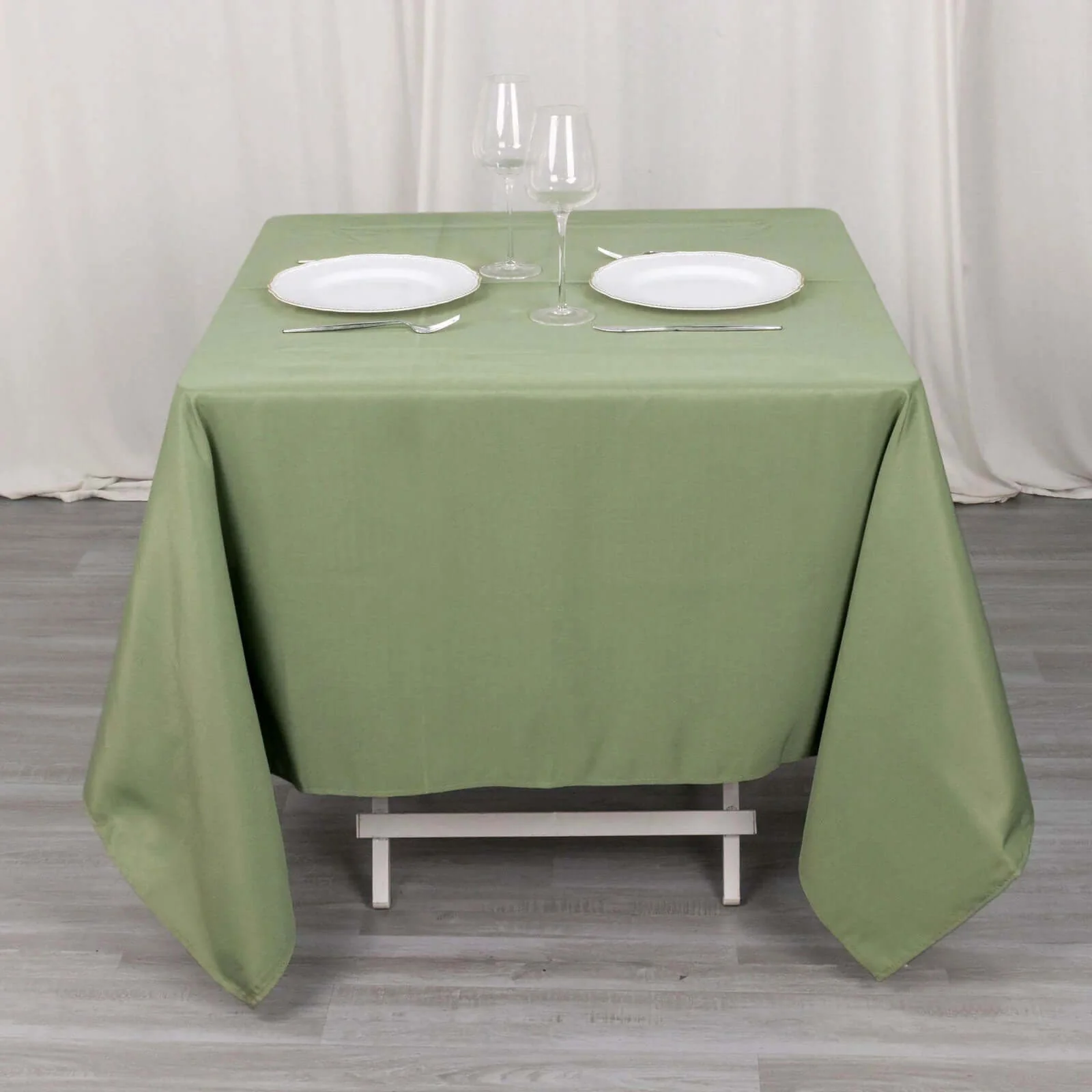 Premium Polyester Square Tablecloth 70"x70" Dusty Sage Green - Wrinkle-Resistant 220GSM Table Cover - Image 2