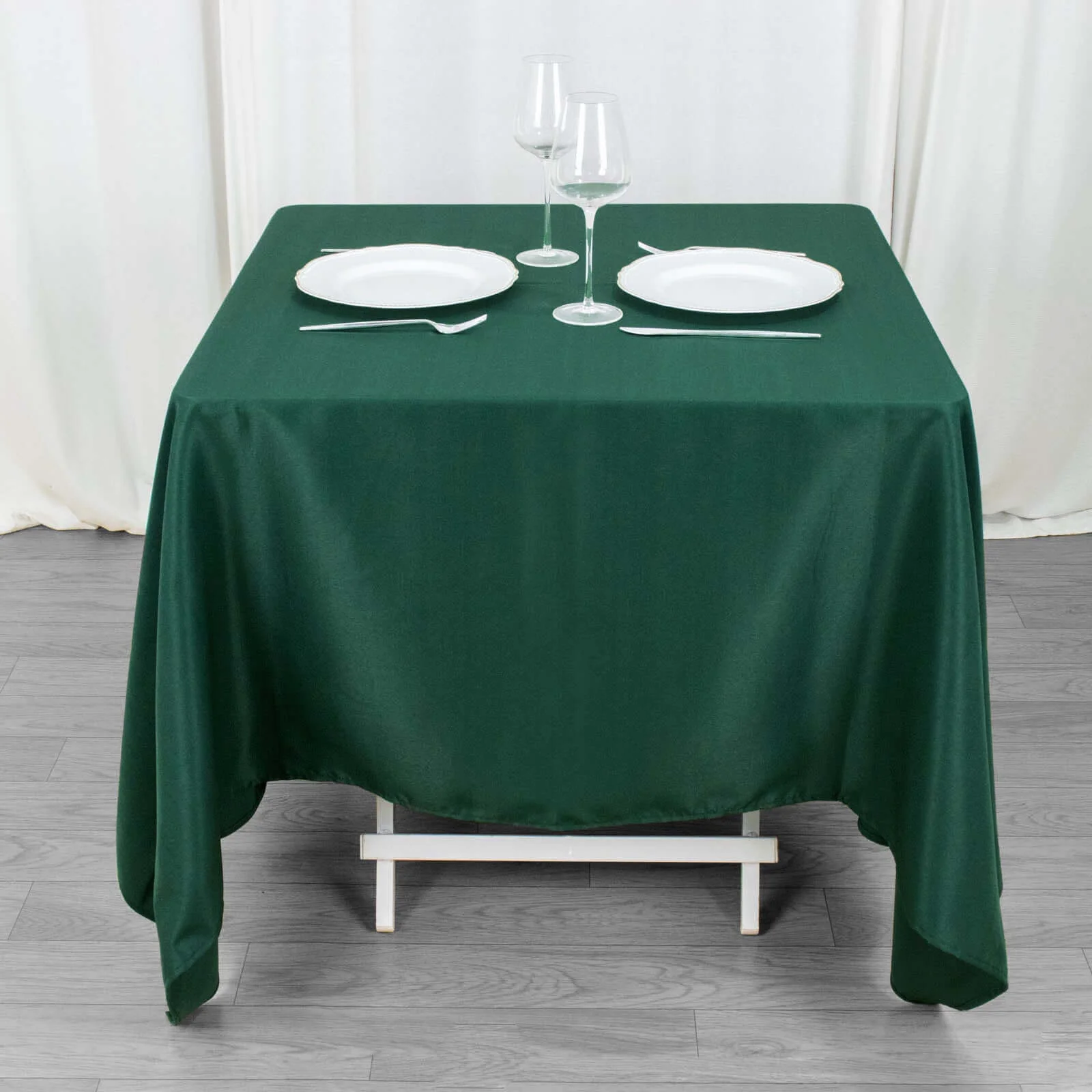 Premium Polyester Square Tablecloth 70"x70" Hunter Emerald Green - Wrinkle-Resistant 220GSM Table Cover - Image 3