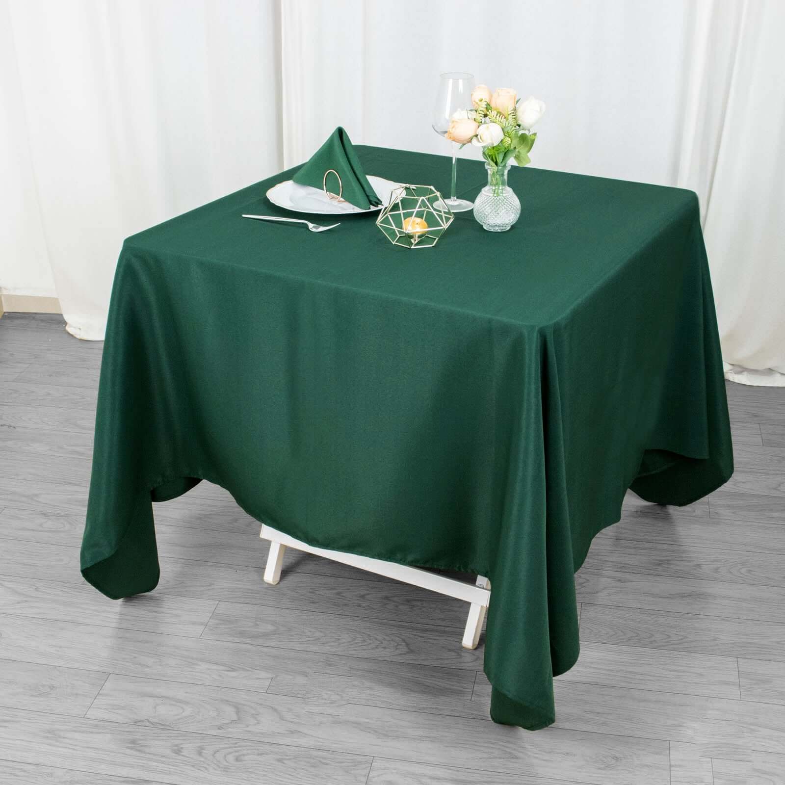 Premium Polyester Square Tablecloth 70"x70" Hunter Emerald Green - Wrinkle-Resistant 220GSM Table Cover - Image 7