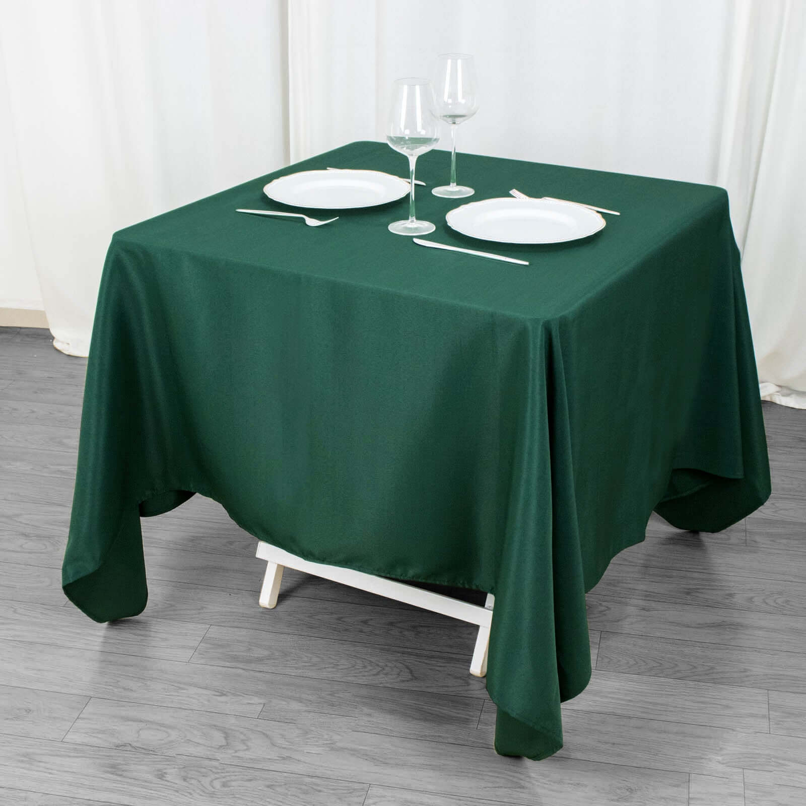 Premium Polyester Square Tablecloth 70"x70" Hunter Emerald Green - Wrinkle-Resistant 220GSM Table Cover - Image 9
