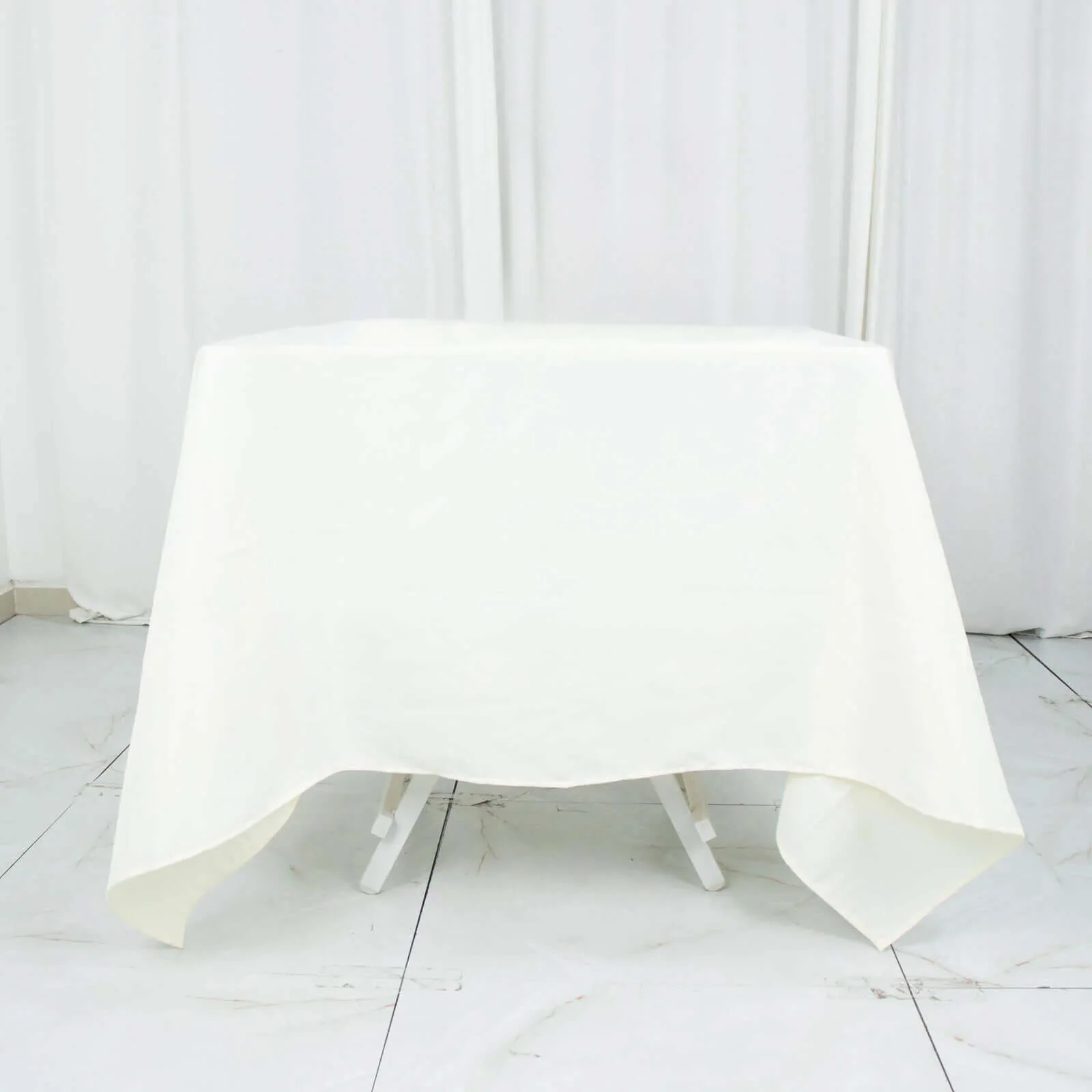 Premium Polyester Square Tablecloth 70"x70" Ivory - Wrinkle-Resistant 220GSM Table Cover