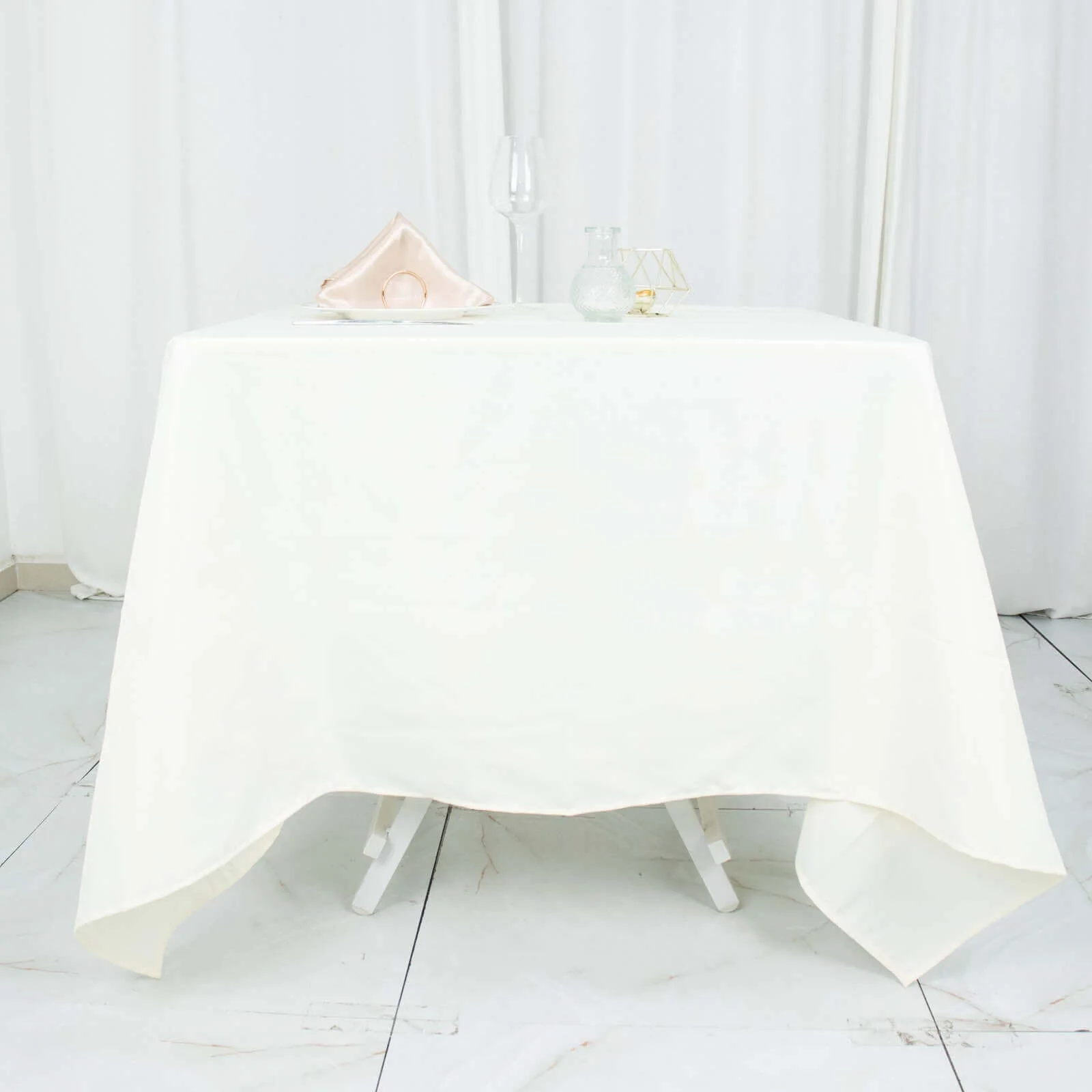 Premium Polyester Square Tablecloth 70"x70" Ivory - Wrinkle-Resistant 220GSM Table Cover - Image 3