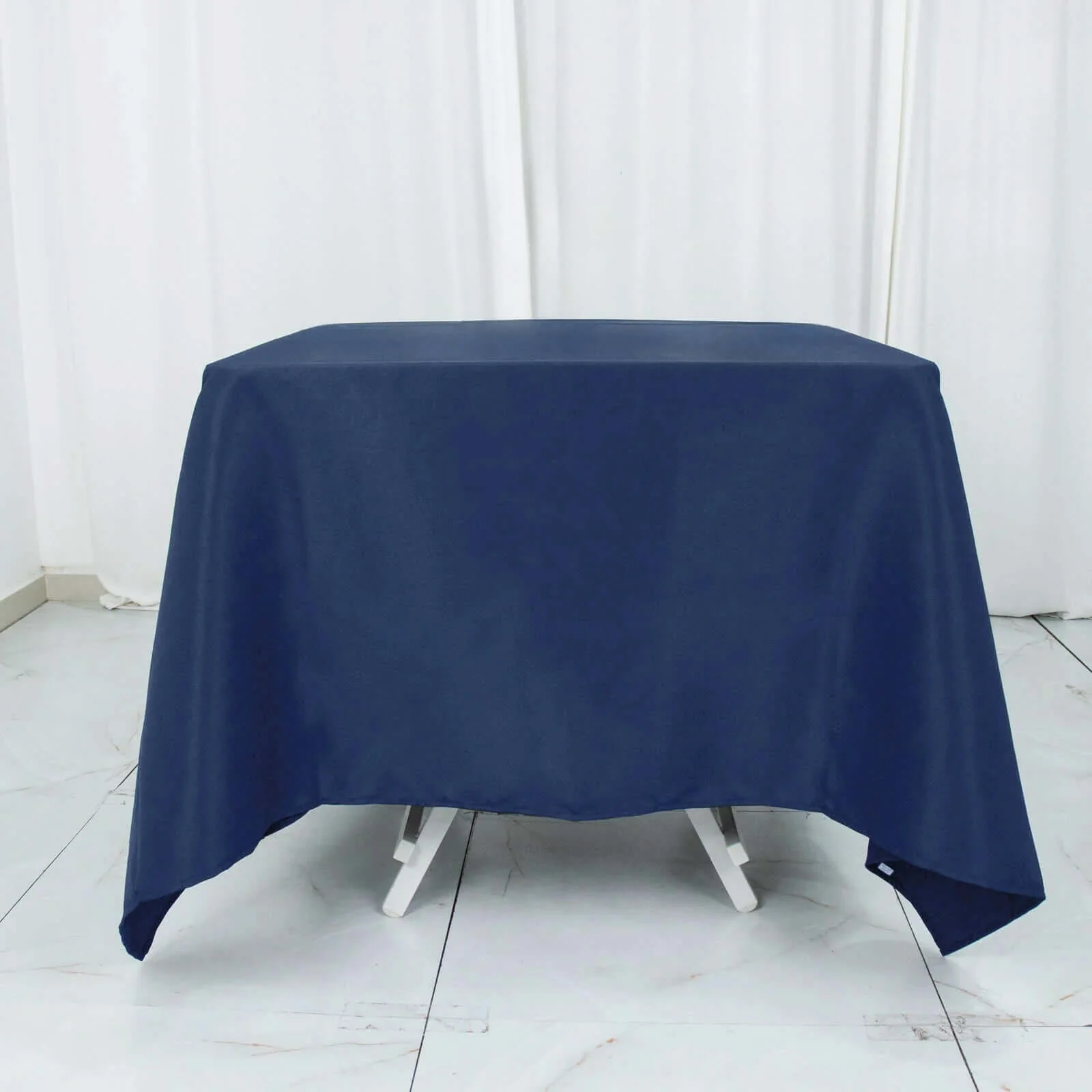Premium Polyester Square Tablecloth 70"x70" Navy Blue - Wrinkle-Resistant 220GSM Table Topper