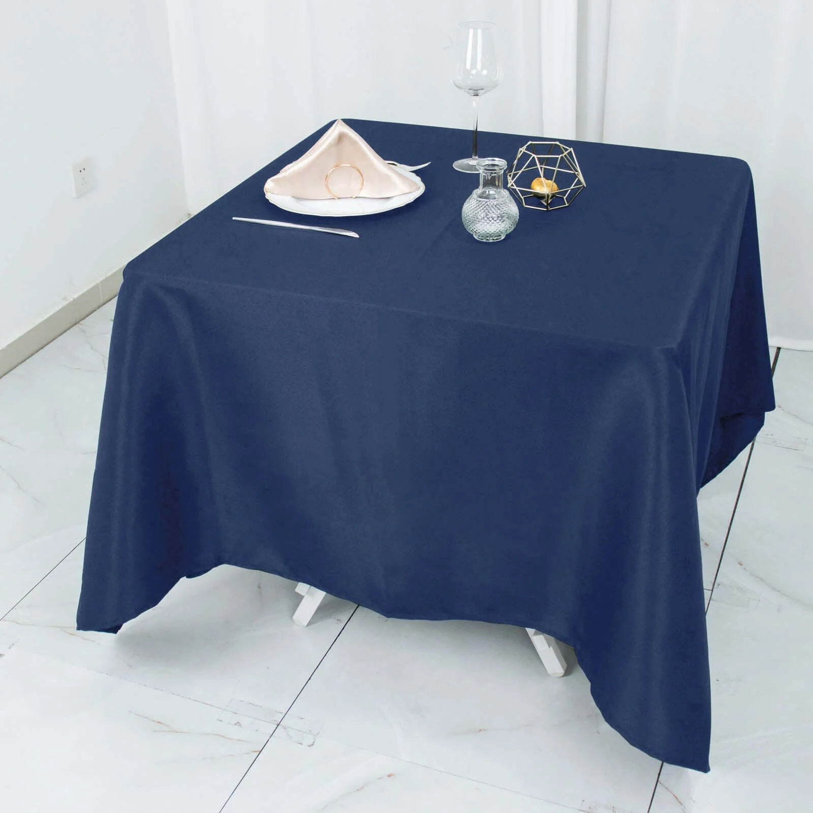 Premium Polyester Square Tablecloth 70"x70" Navy Blue - Wrinkle-Resistant 220GSM Table Topper - Image 8