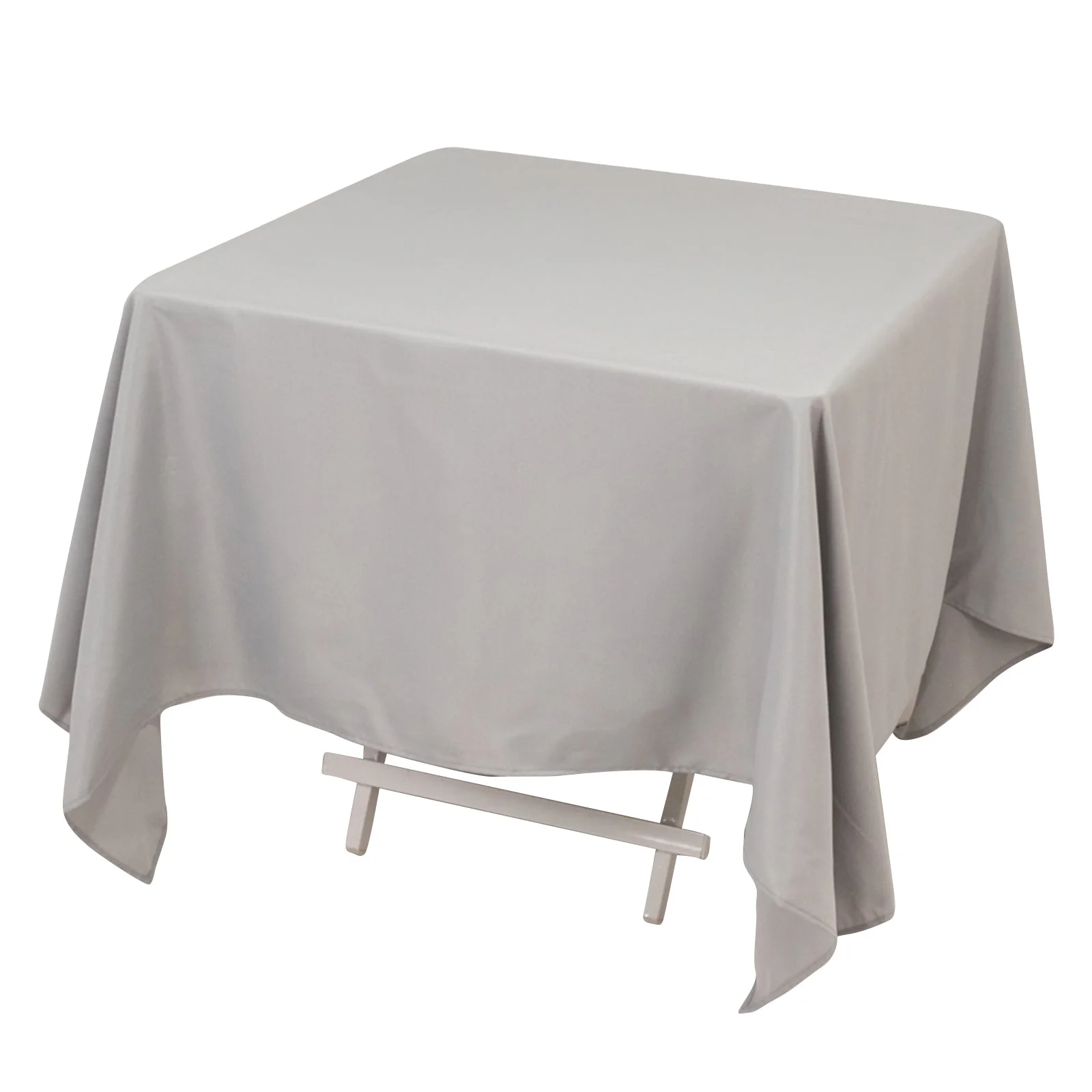 Premium Polyester Square Tablecloth 70"x70" Silver - Wrinkle-Resistant 220GSM Table Topper for Stylish Event Decor - Image 3