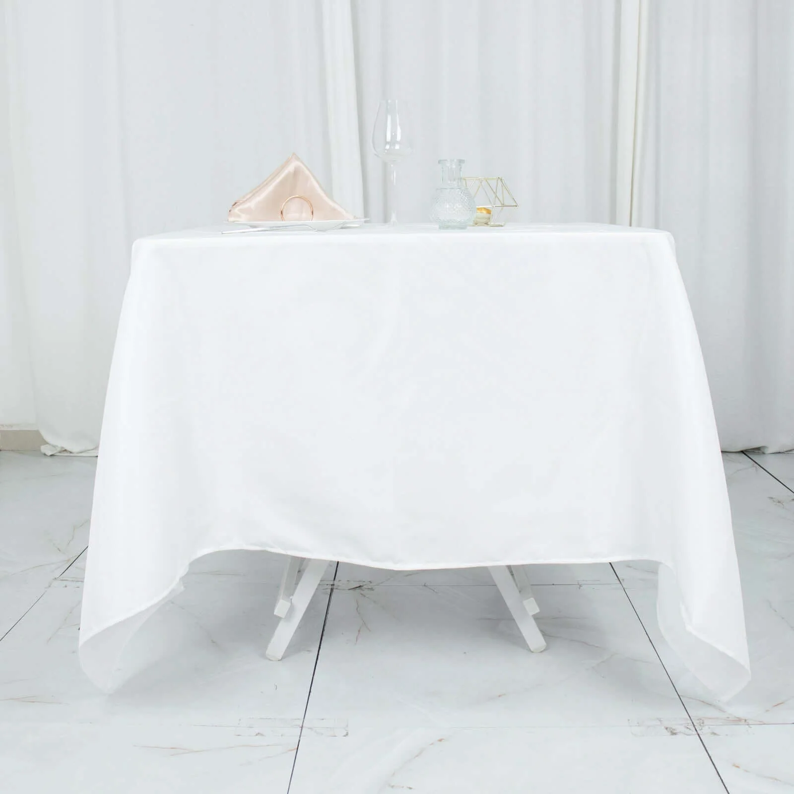 Premium Polyester Square Tablecloth 70"x70" White - Wrinkle-Resistant 220GSM Table Cover for Stylish Event Decor - Image 3