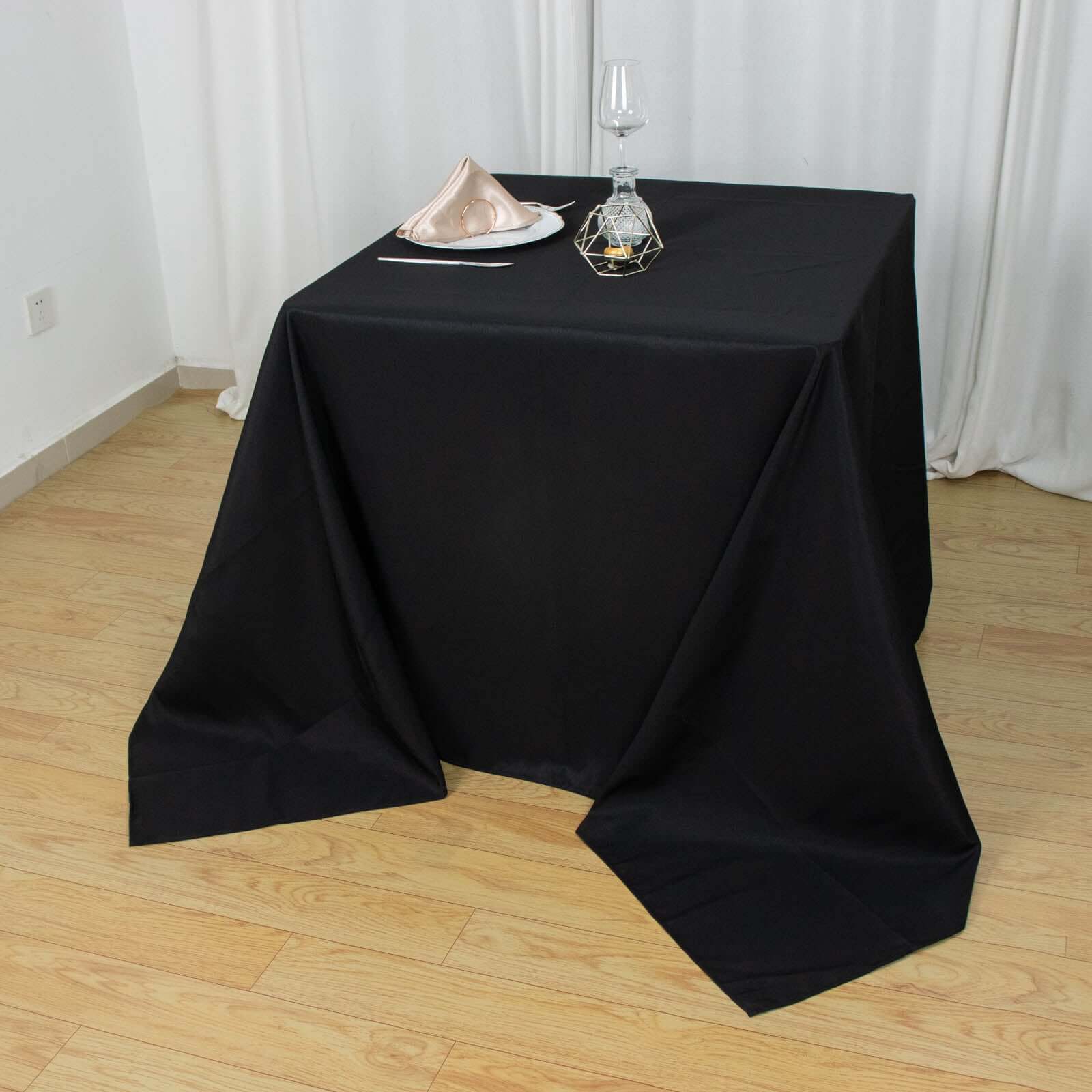 Premium Polyester Square Tablecloth 90"x90" Black - 220GSM Wrinkle-Resistant & Durable Table Cover - Image 2