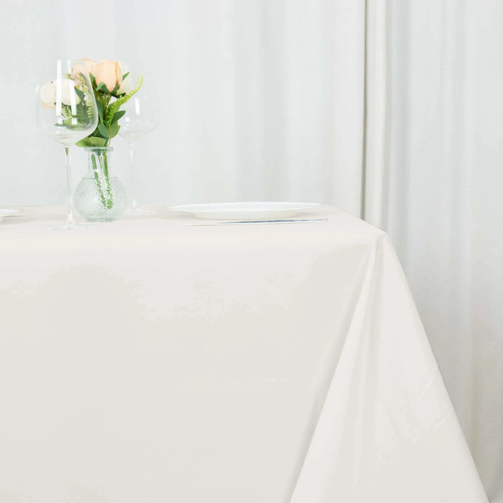 Premium Polyester Square Tablecloth 90"x90" Ivory - 220GSM Wrinkle-Resistant & Durable Table Cover - Image 2