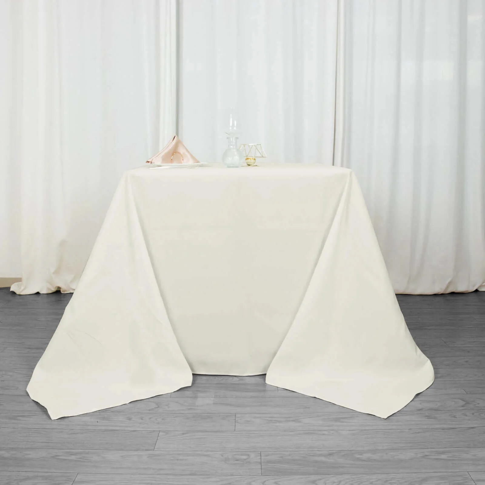 Premium Polyester Square Tablecloth 90"x90" Ivory - 220GSM Wrinkle-Resistant & Durable Table Cover - Image 3
