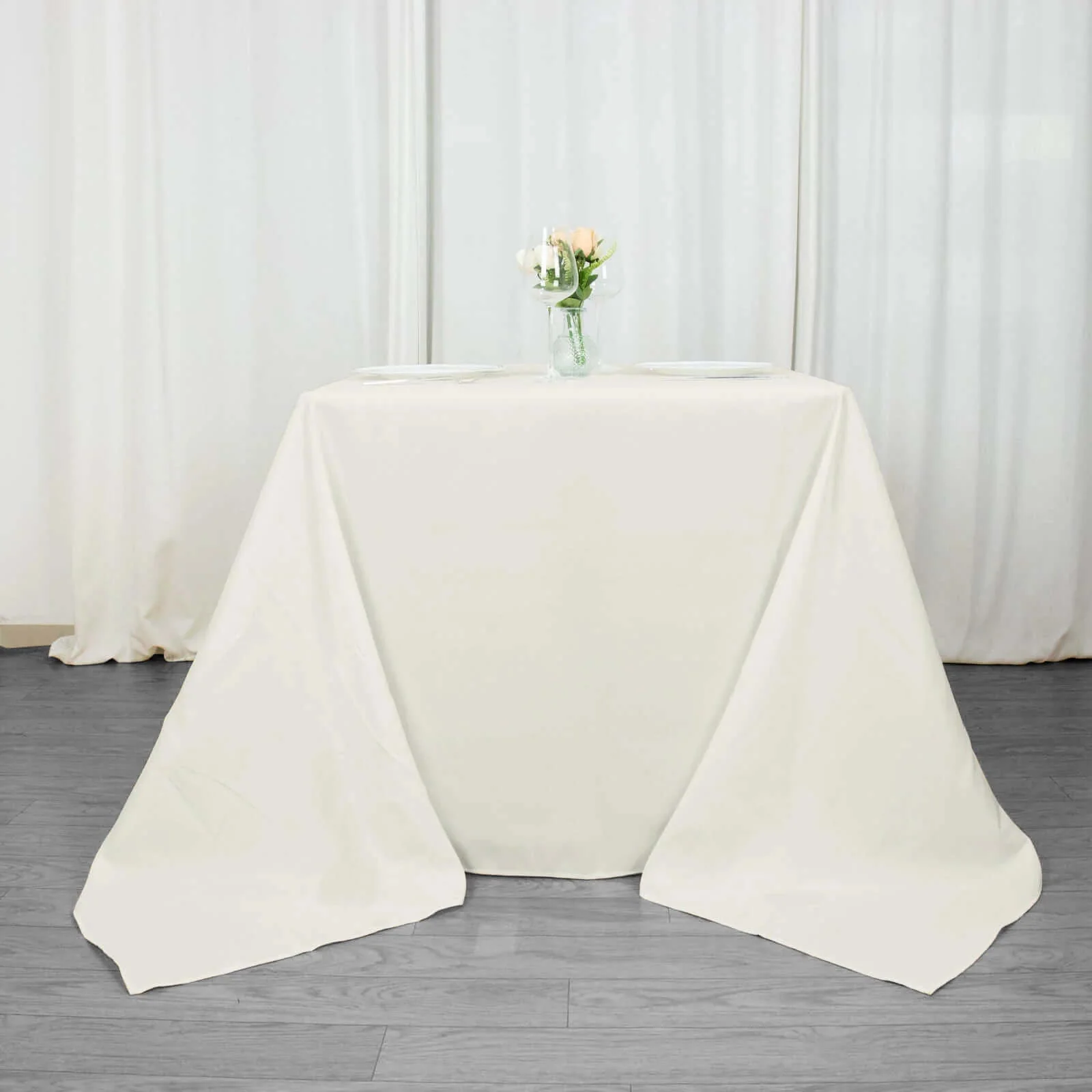 Premium Polyester Square Tablecloth 90"x90" Ivory - 220GSM Wrinkle-Resistant & Durable Table Cover - Image 7