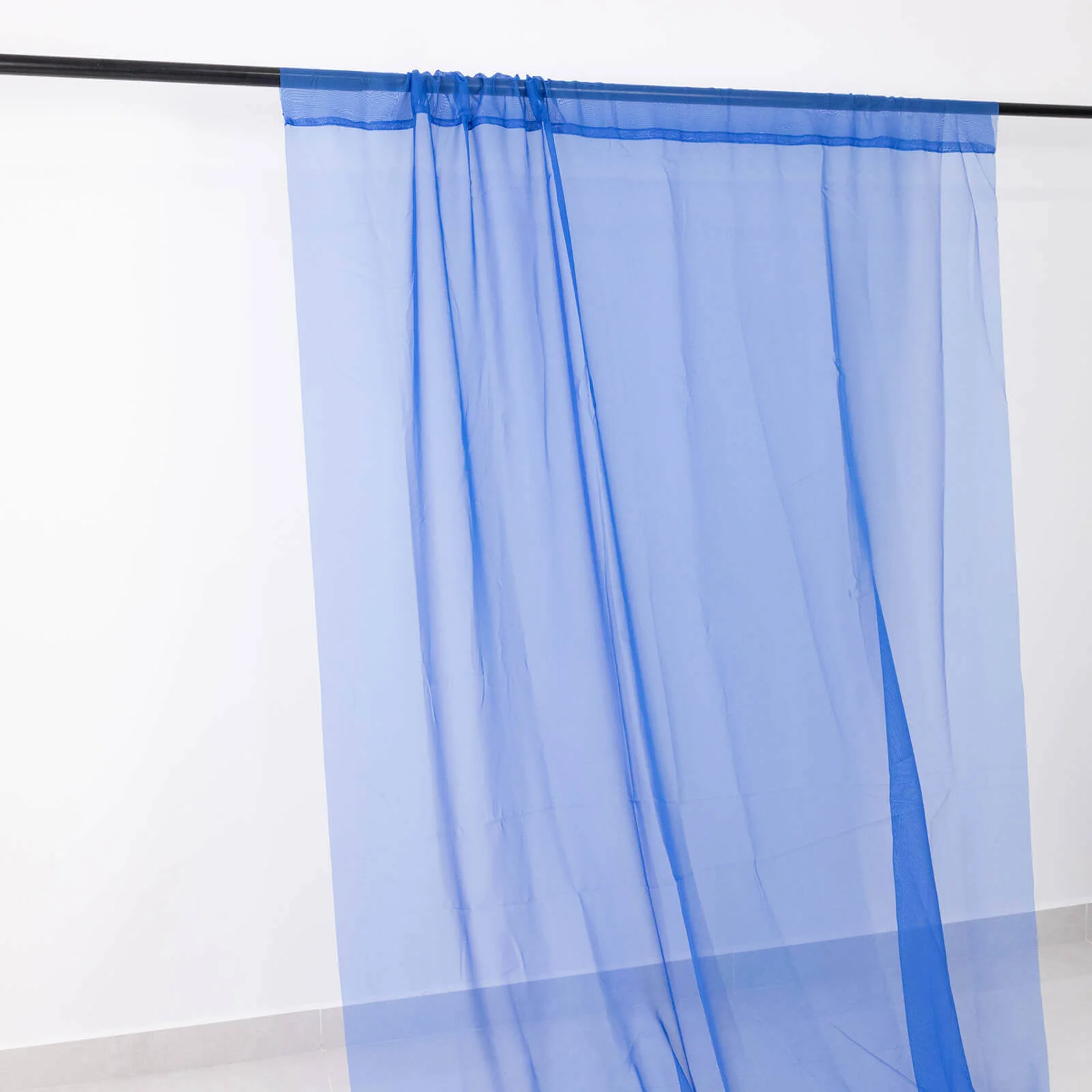 Royal Blue Chiffon Ceiling Drapery, Durable Flame Resistant Long Curtain Backdrop Panel With Rod Pocket 5ftx32ft - Image 2