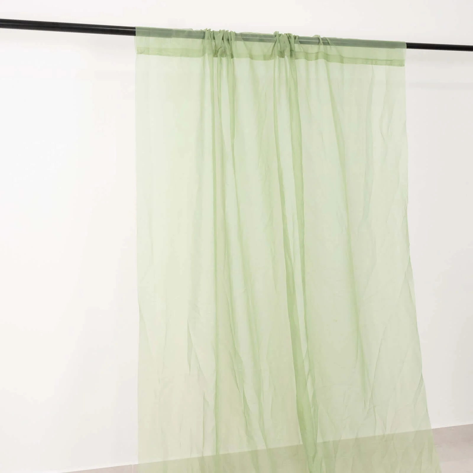 Sage Green Chiffon Ceiling Drapery, Durable Flame Resistant Long Curtain Backdrop Panel With Rod Pocket 5ftx32ft - Image 2