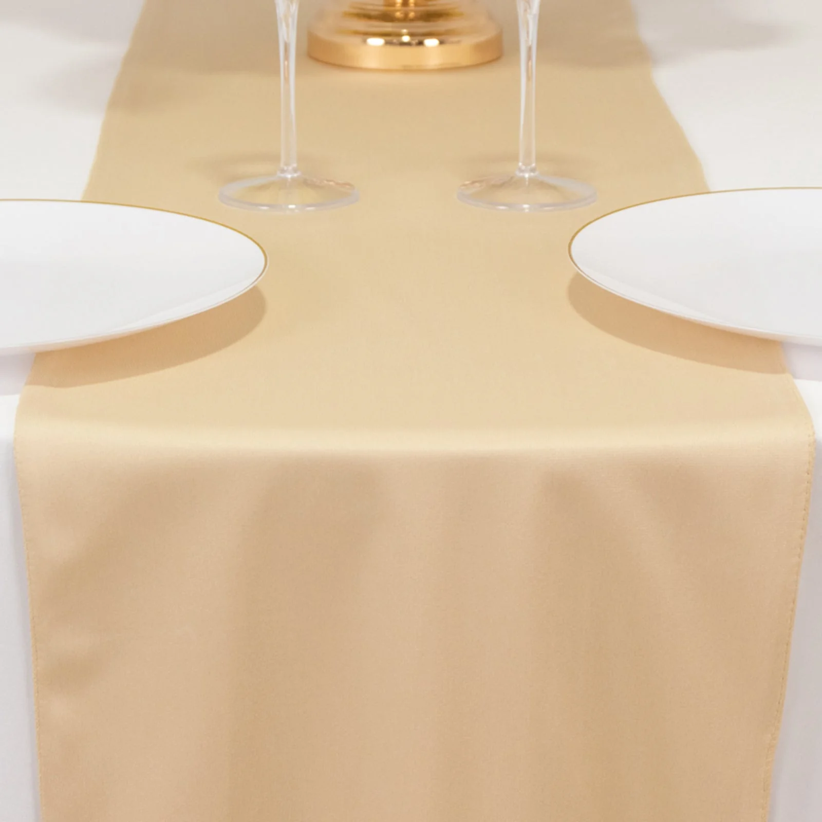 Scuba Polyester Table Runner 12"x108" Beige - Wrinkle-Free Table Linen - Image 6