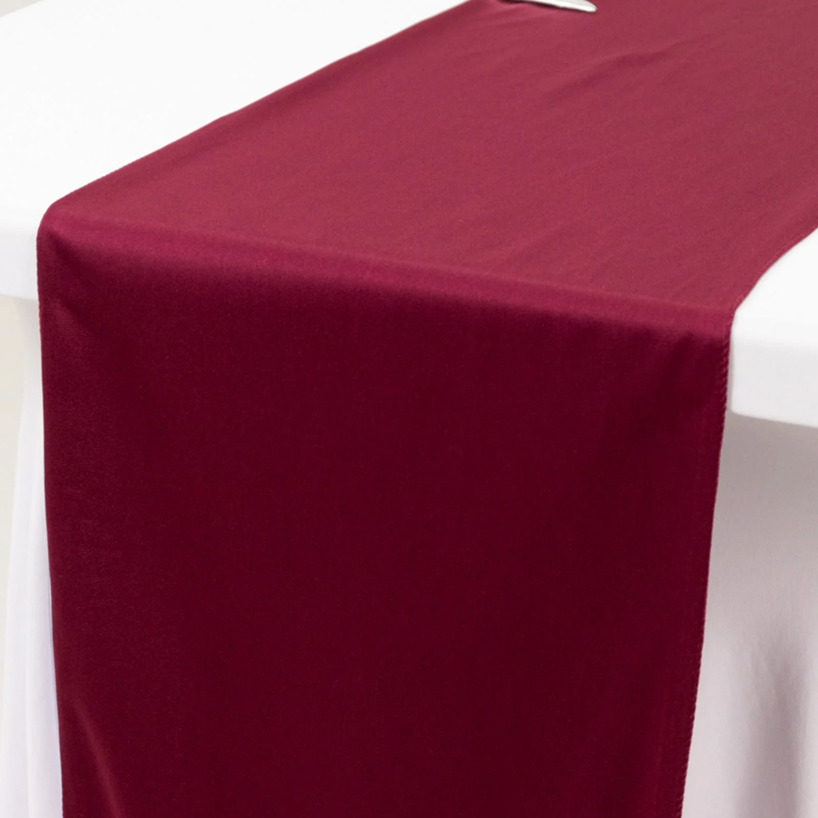 Scuba Polyester Table Runner 12"x108" Burgundy - Wrinkle-Free Table Linen