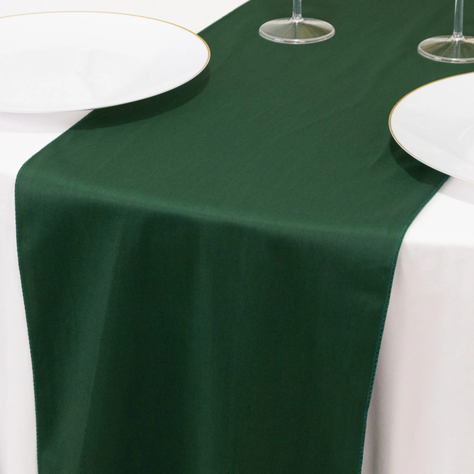 Scuba Polyester Table Runner 12"x108" Hunter Emerald Green - Wrinkle-Free Table Linen - Image 4
