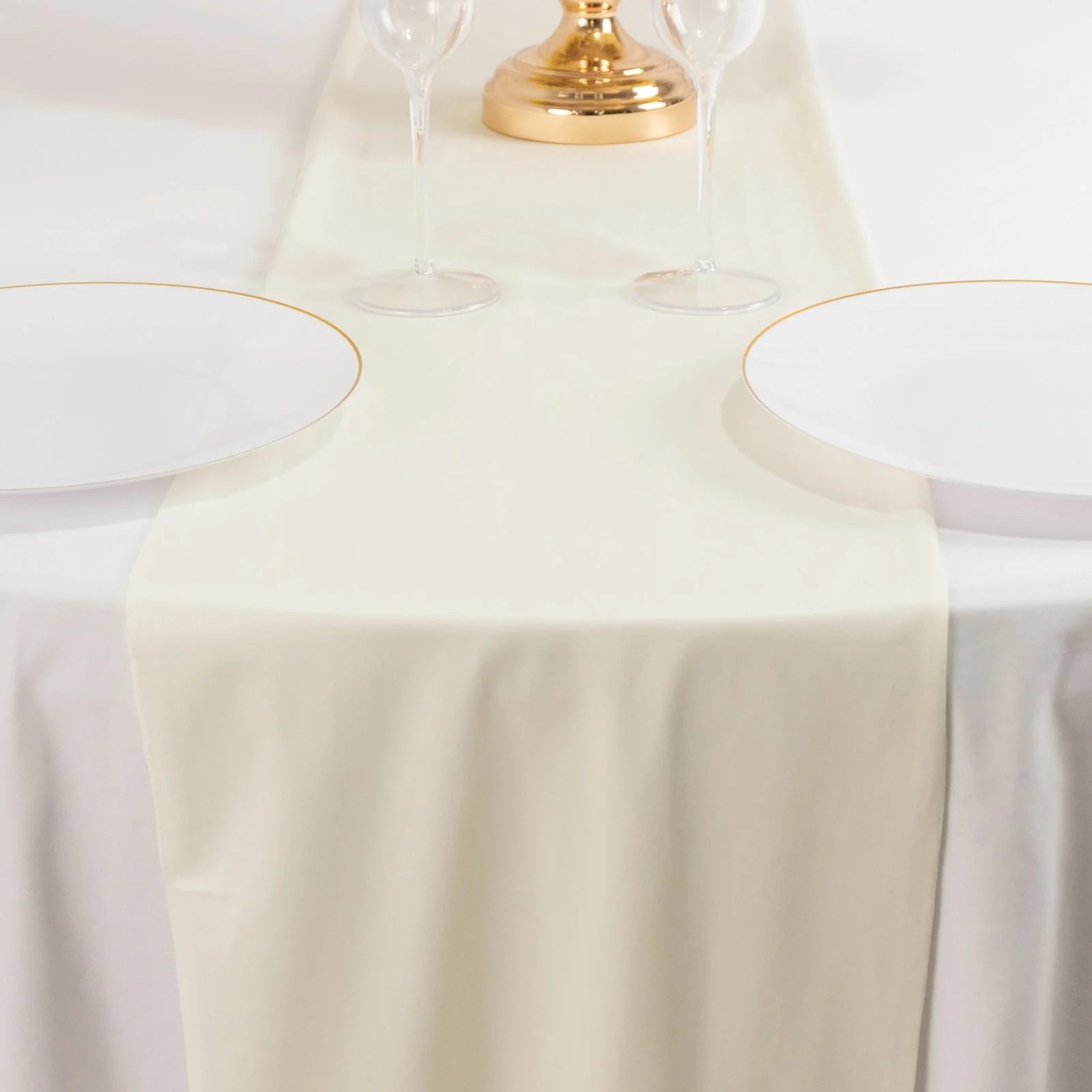Scuba Polyester Table Runner 12"x108" Ivory - Wrinkle-Free Table Linen - Image 3