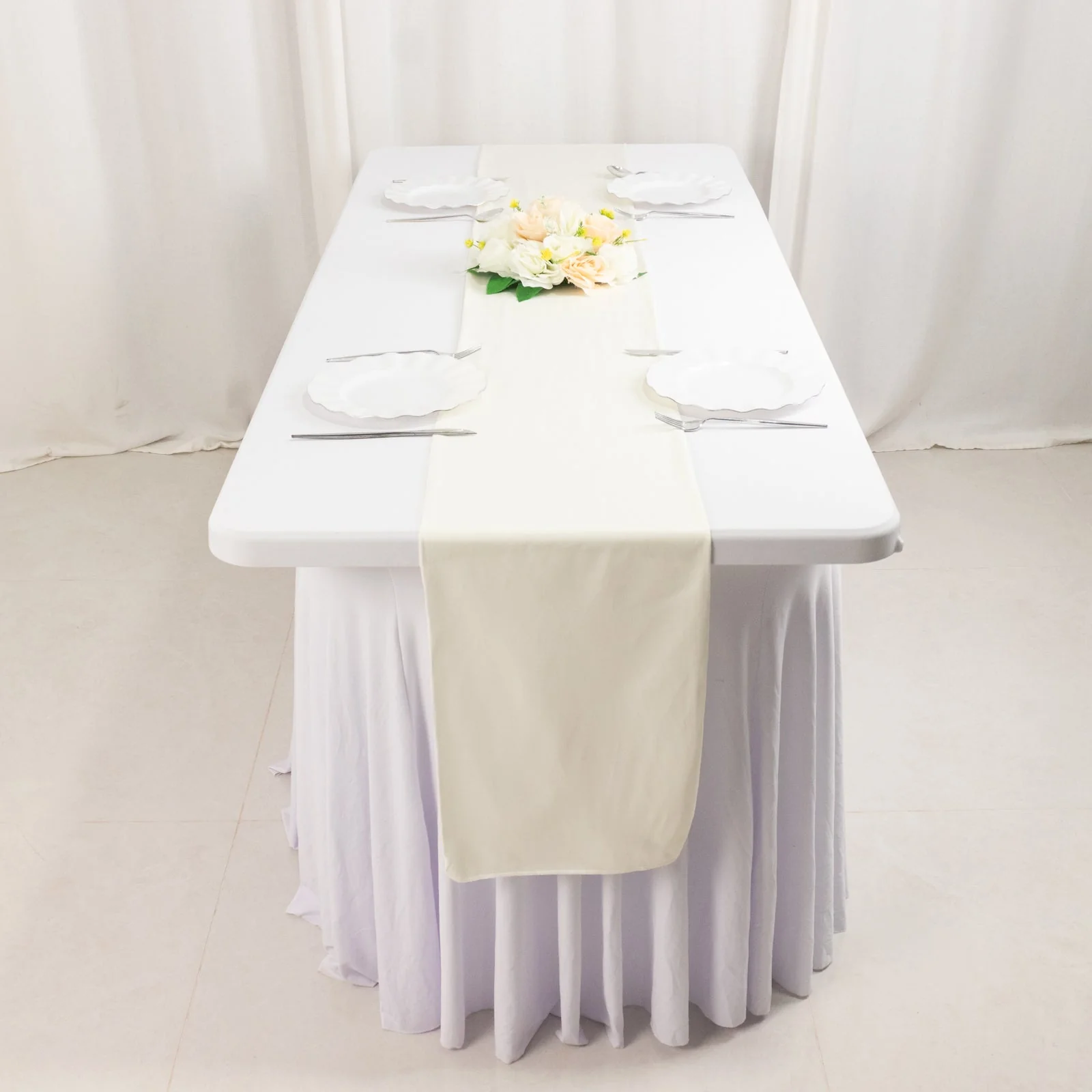 Scuba Polyester Table Runner 12"x108" Ivory - Wrinkle-Free Table Linen - Image 6
