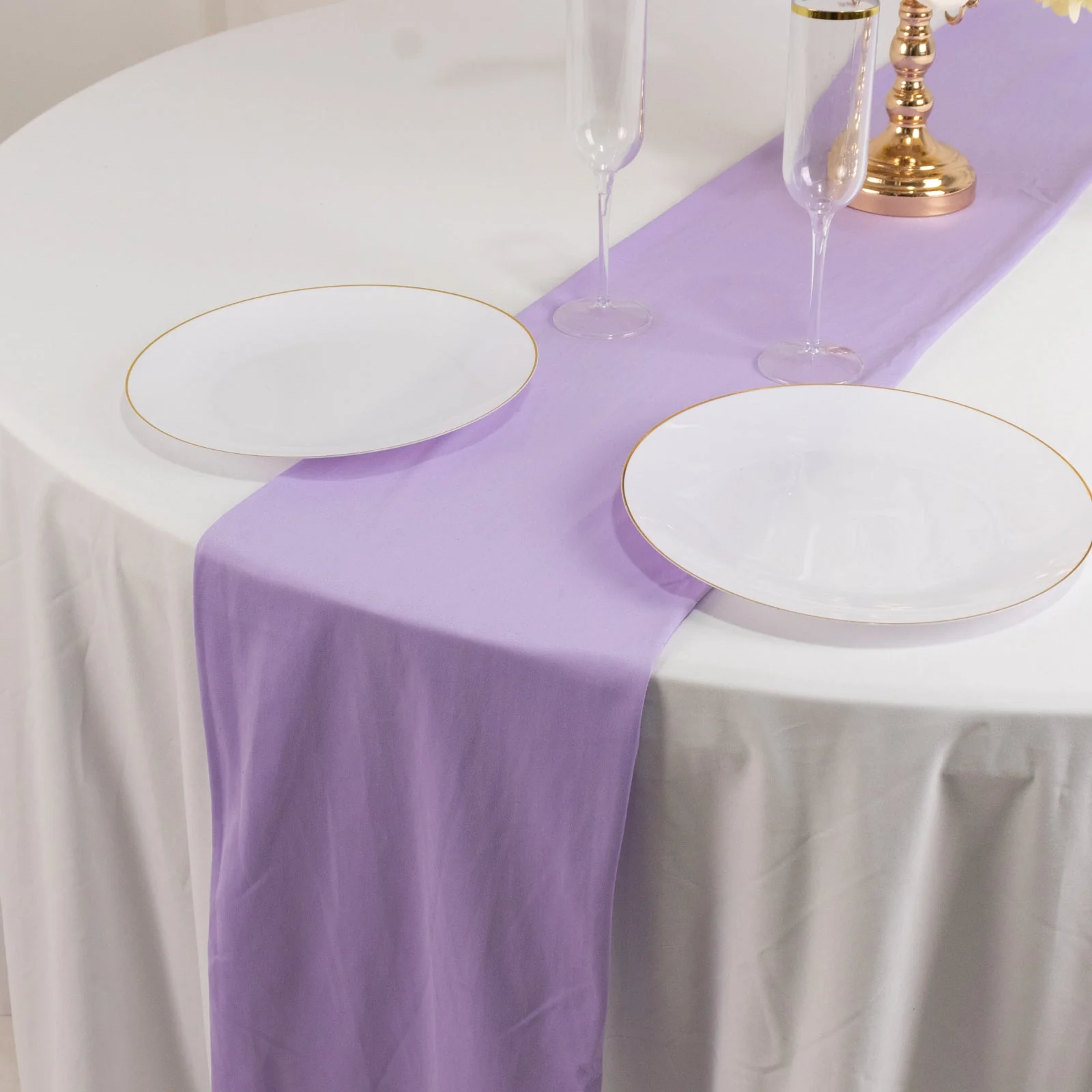 Scuba Polyester Table Runner 12"x108" Lavender Lilac - Wrinkle-Free Table Linen - Image 2