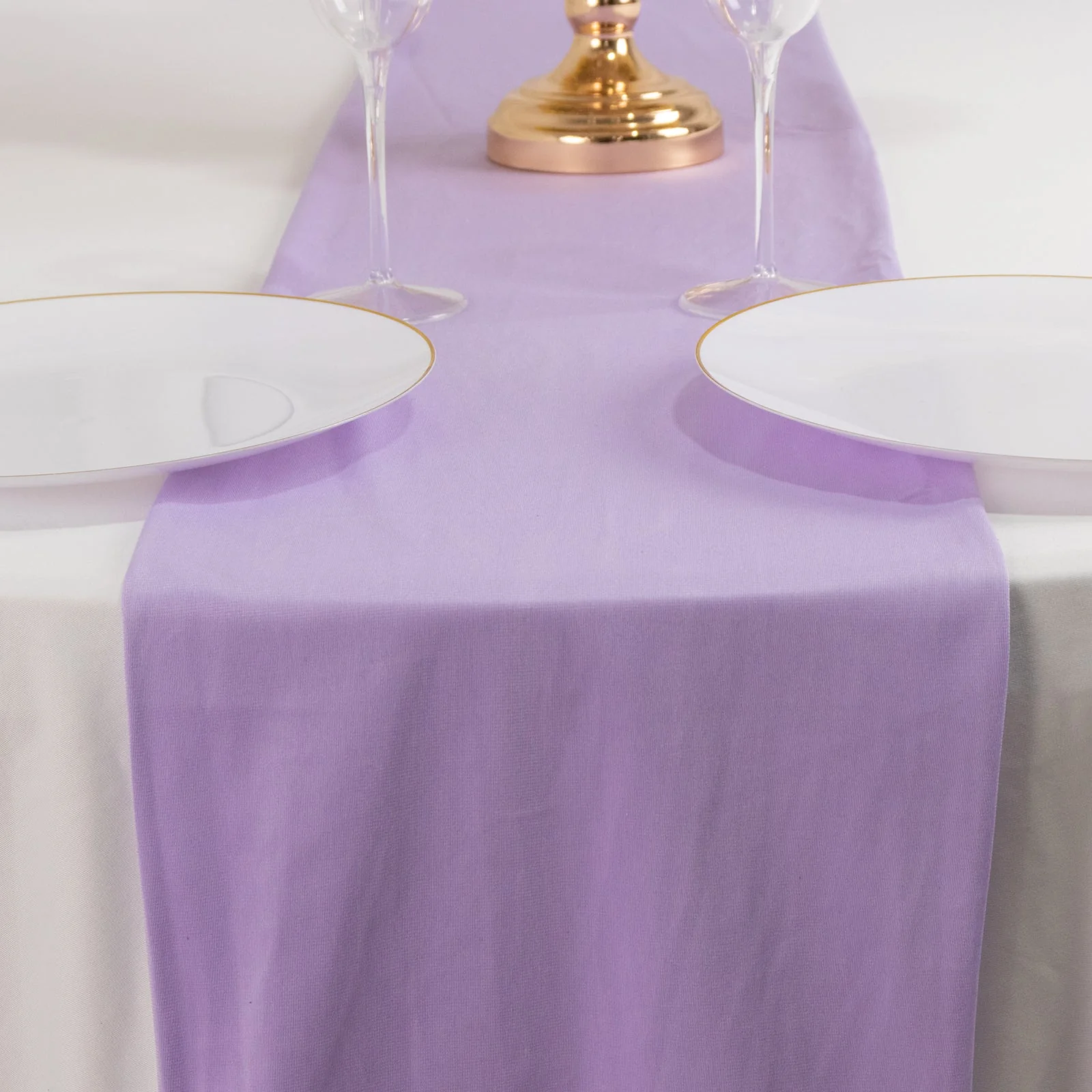 Scuba Polyester Table Runner 12"x108" Lavender Lilac - Wrinkle-Free Table Linen - Image 3