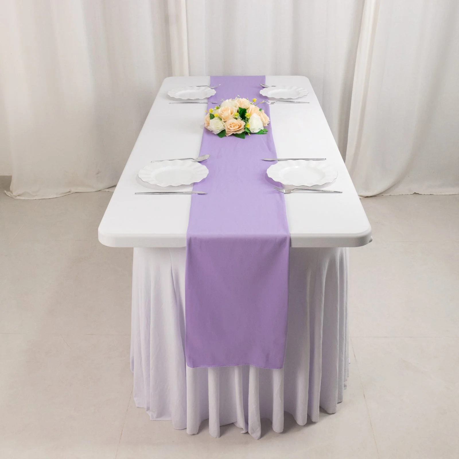 Scuba Polyester Table Runner 12"x108" Lavender Lilac - Wrinkle-Free Table Linen - Image 6