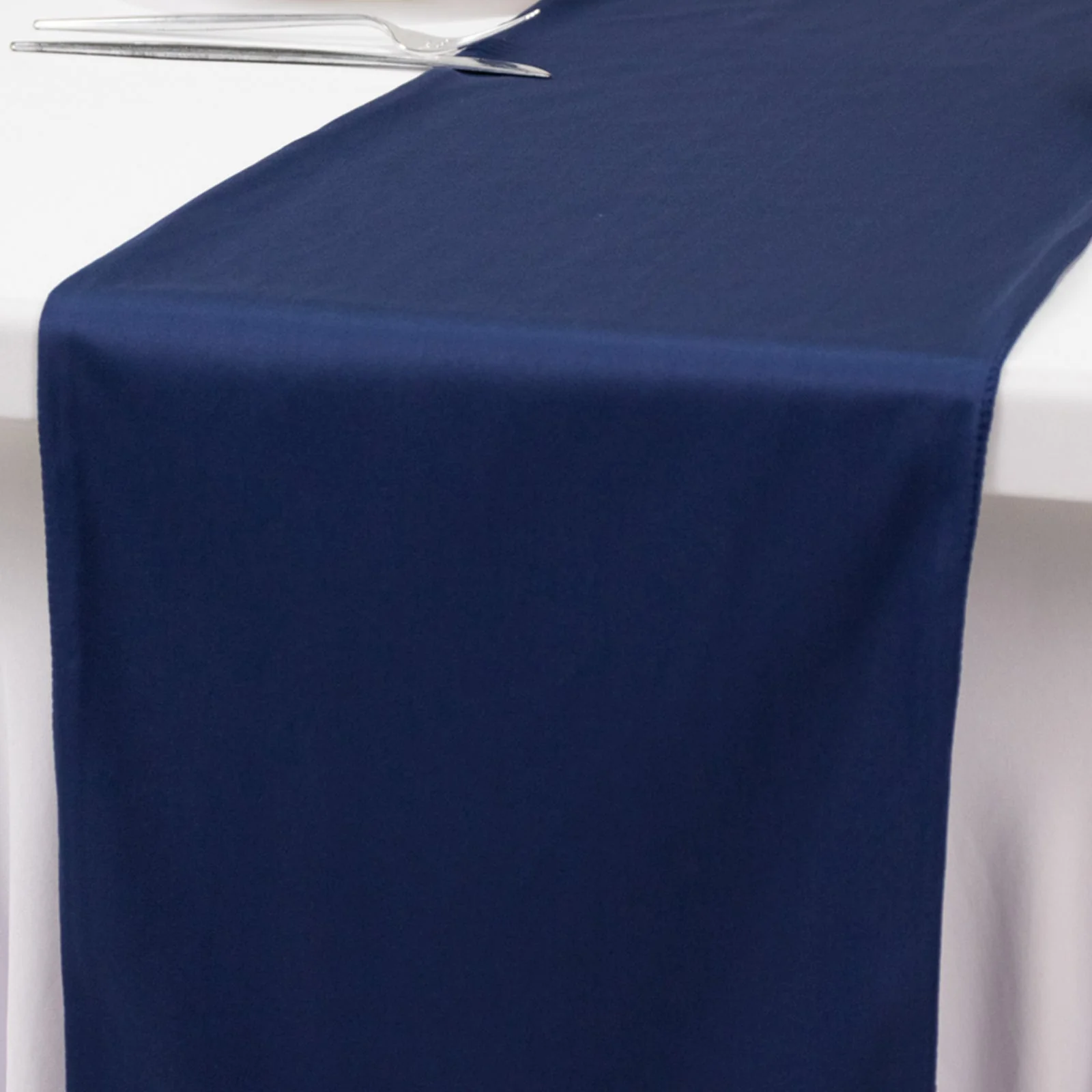 Scuba Polyester Table Runner 12"x108" Navy Blue - Wrinkle-Free Table Linen