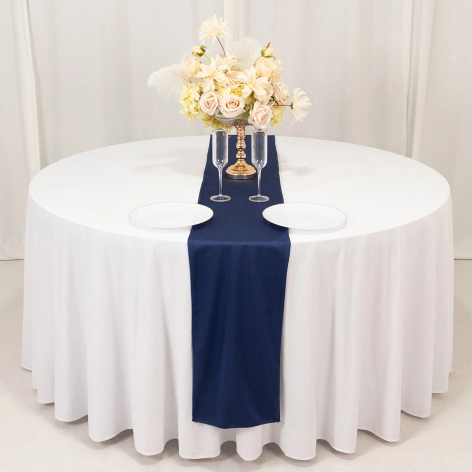 Scuba Polyester Table Runner 12"x108" Navy Blue - Wrinkle-Free Table Linen - Image 7