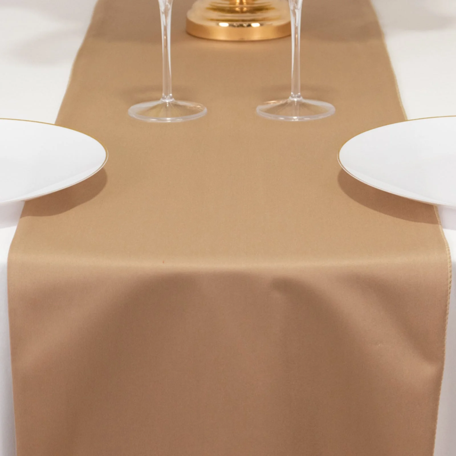 Scuba Polyester Table Runner 12"x108" Nude - Wrinkle-Free Table Linen - Image 6