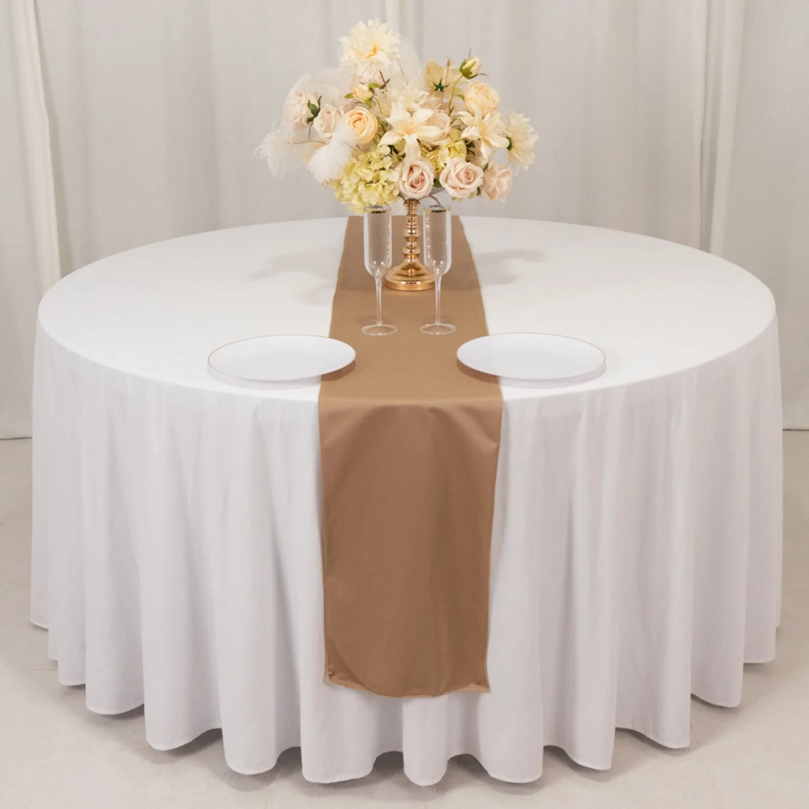 Scuba Polyester Table Runner 12"x108" Nude - Wrinkle-Free Table Linen - Image 7