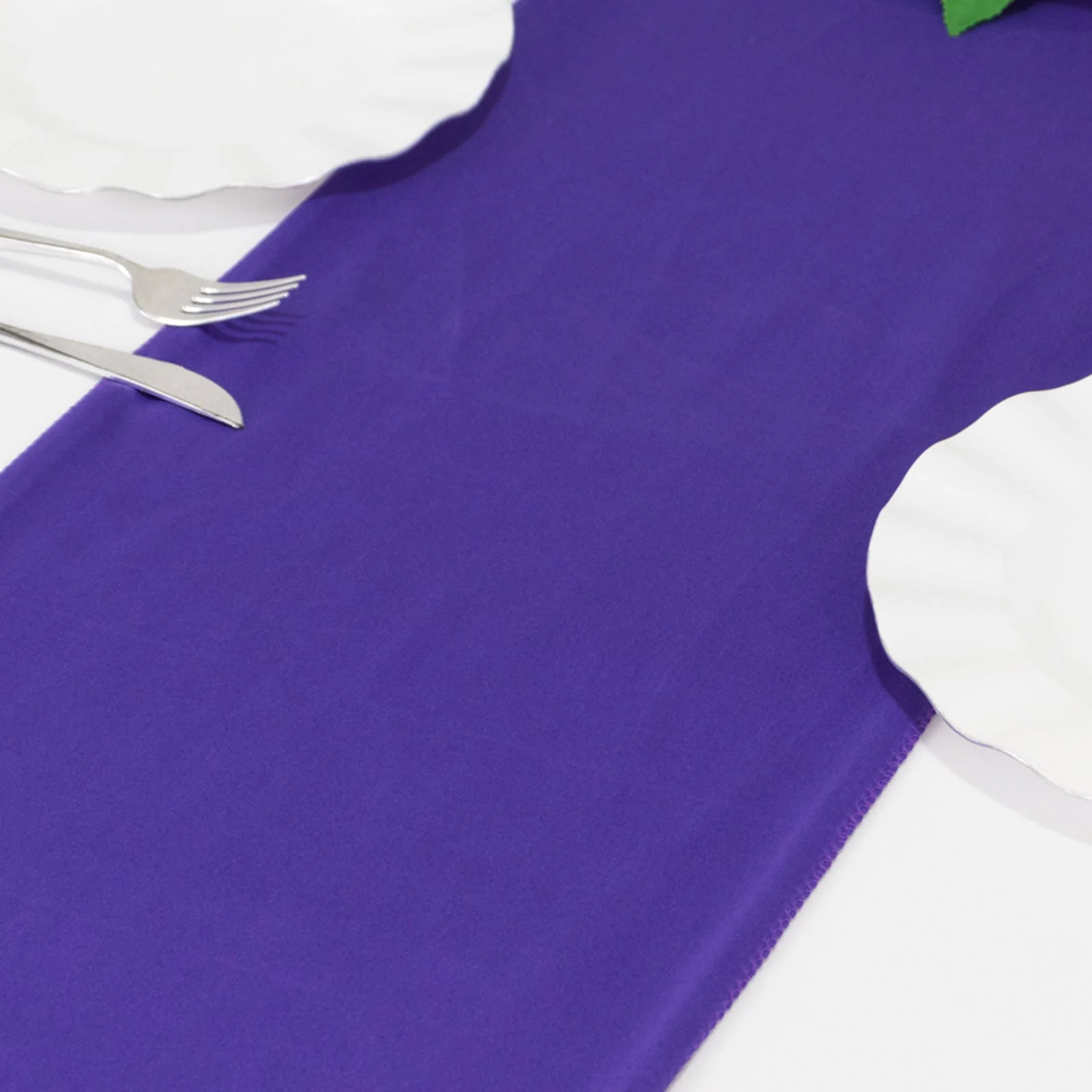 Scuba Polyester Table Runner 12"x108" Purple - Wrinkle-Free Table Linen - Image 2