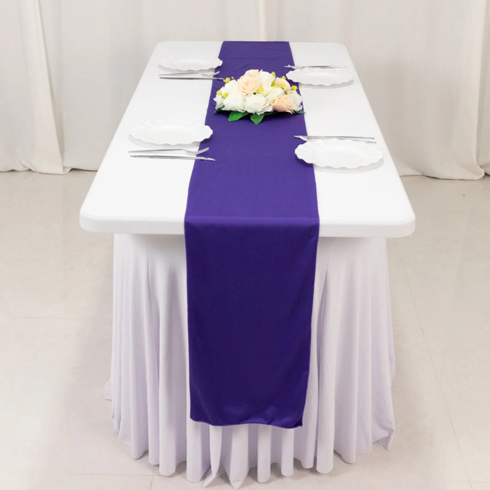 Scuba Polyester Table Runner 12"x108" Purple - Wrinkle-Free Table Linen - Image 8