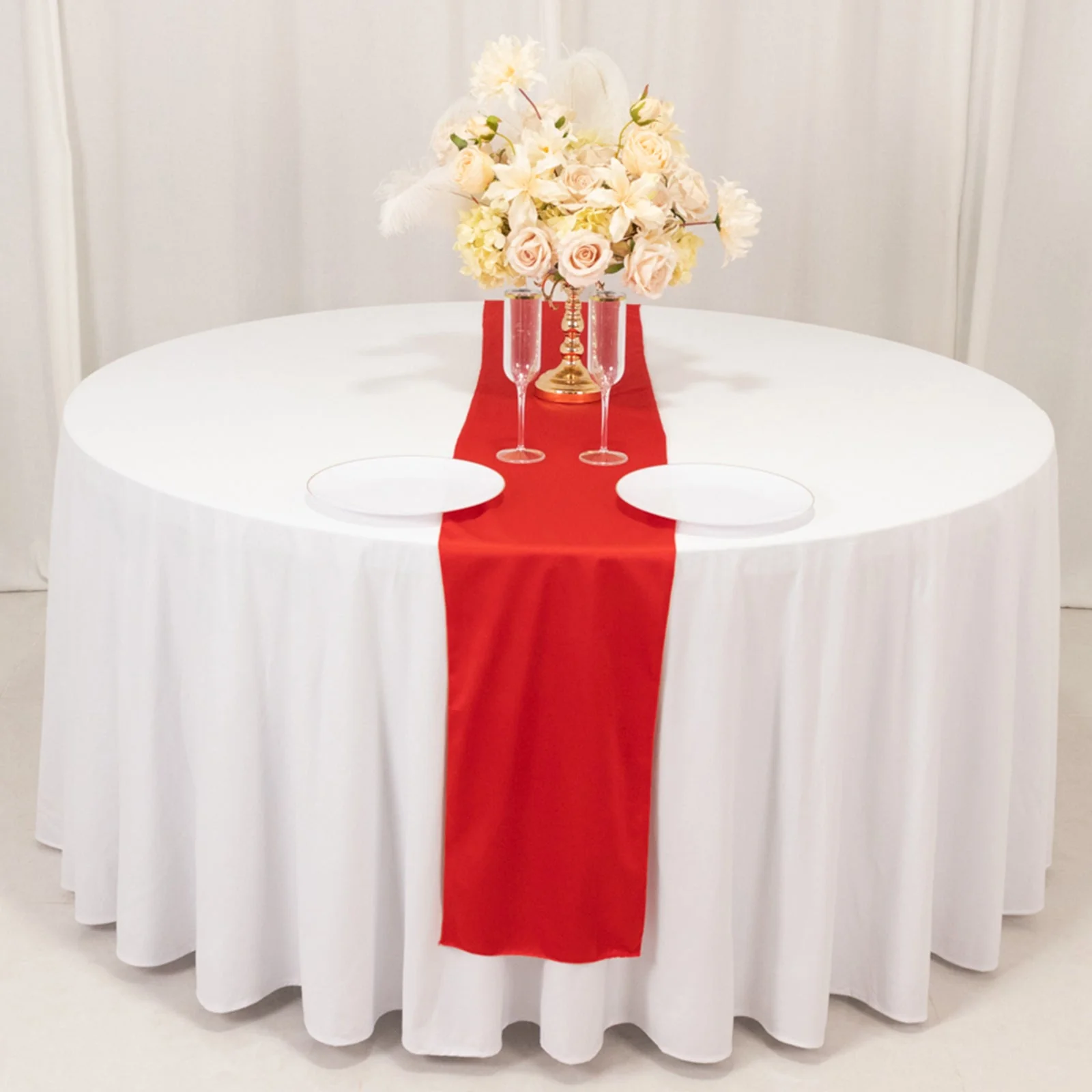 Scuba Polyester Table Runner 12"x108" Red - Wrinkle-Free Table Linen - Image 7
