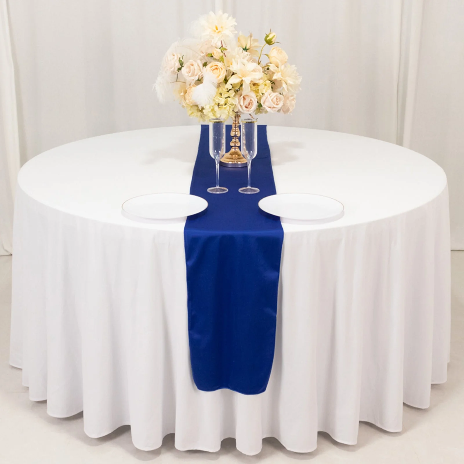 Scuba Polyester Table Runner 12"x108" Royal Blue - Wrinkle-Free Table Linen - Image 7