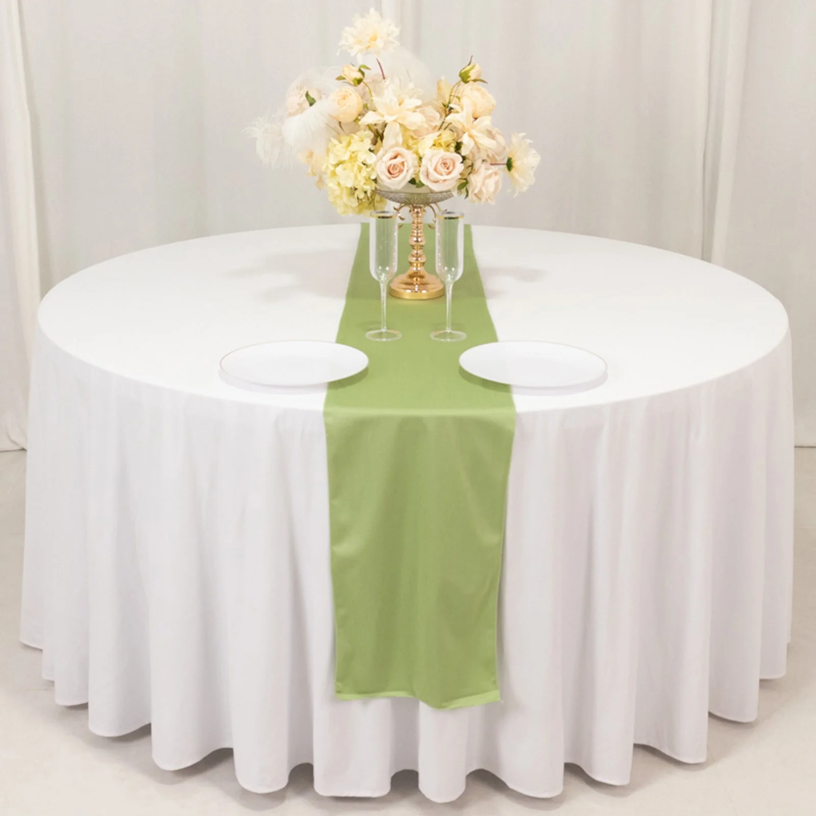 Scuba Polyester Table Runner 12"x108" Sage Green - Wrinkle-Free Table Linen - Image 6