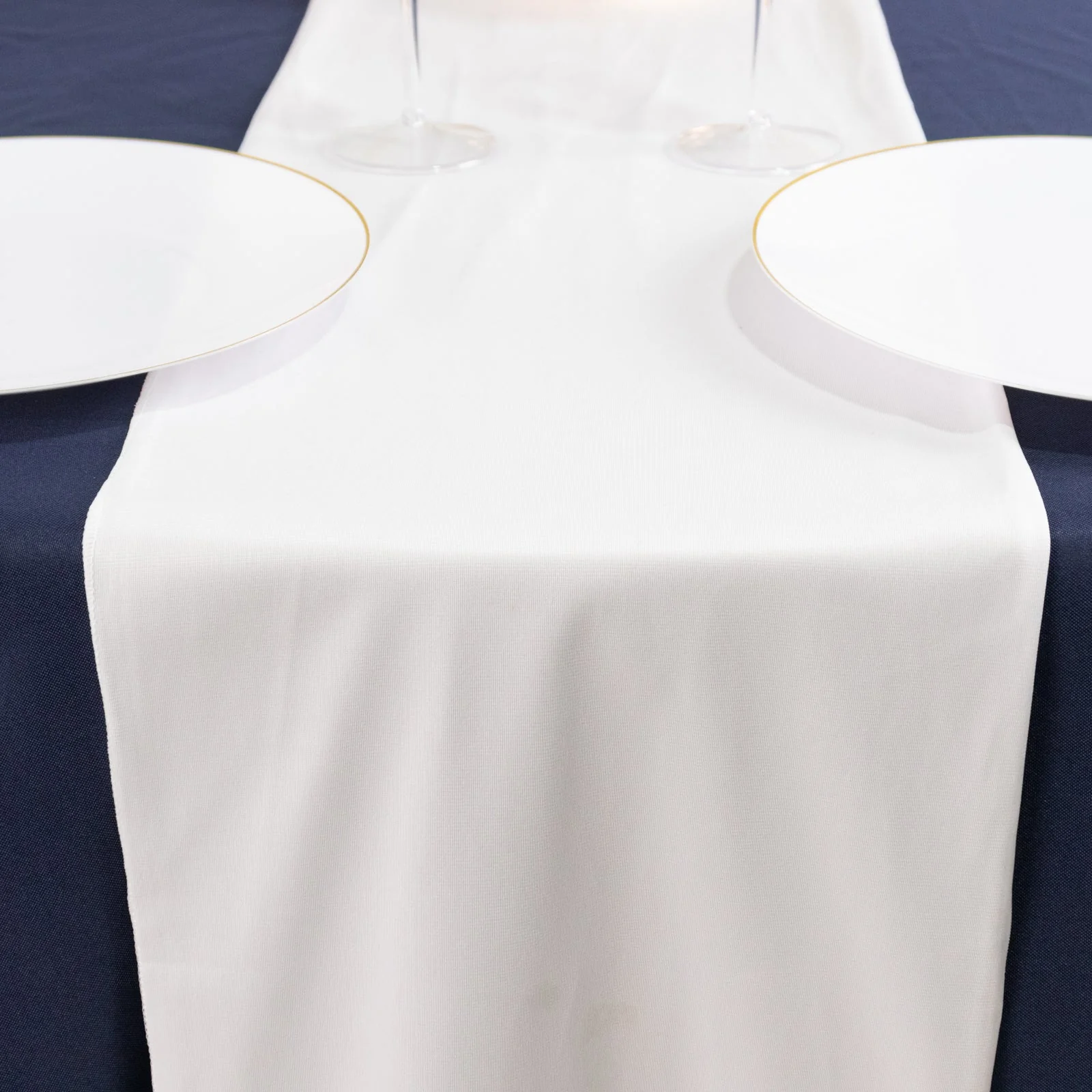 Scuba Polyester Table Runner 12"x108" White - Wrinkle-Free Table Linen for Events & Weddings - Image 2