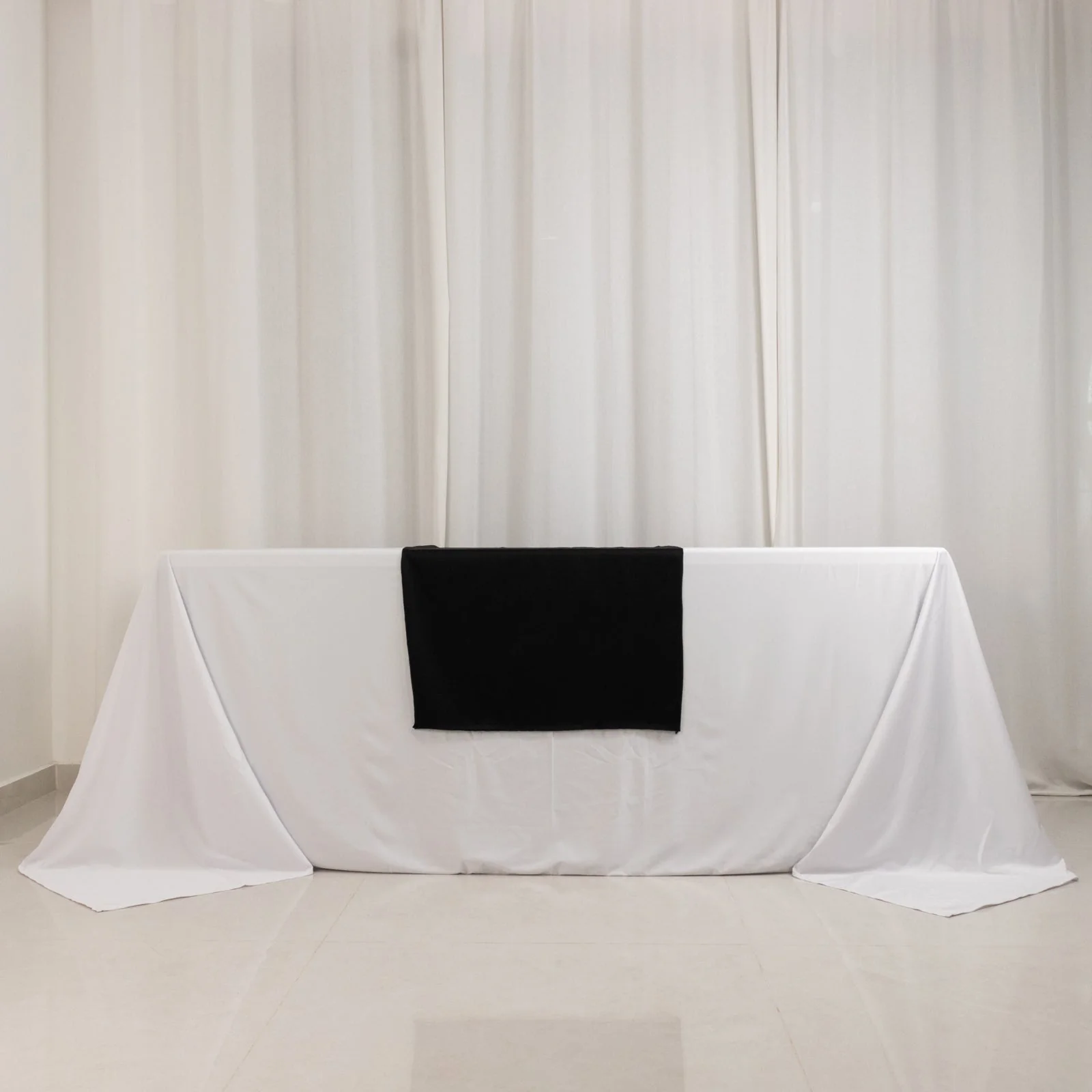 Scuba Polyester Wide Table Runner 24"x72" Black - Wrinkle-Free Table Linen - Image 2