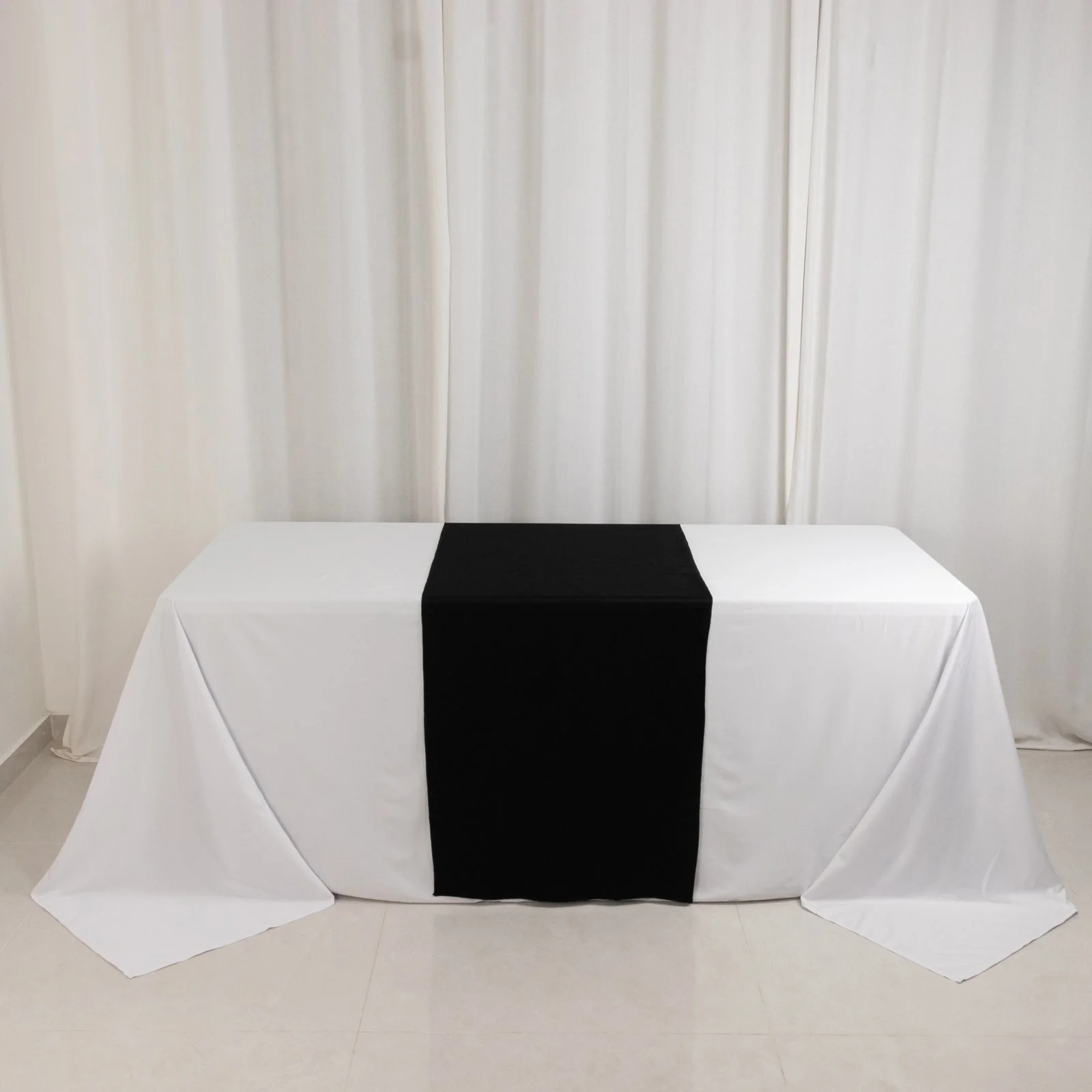 Scuba Polyester Wide Table Runner 24"x72" Black - Wrinkle-Free Table Linen - Image 6