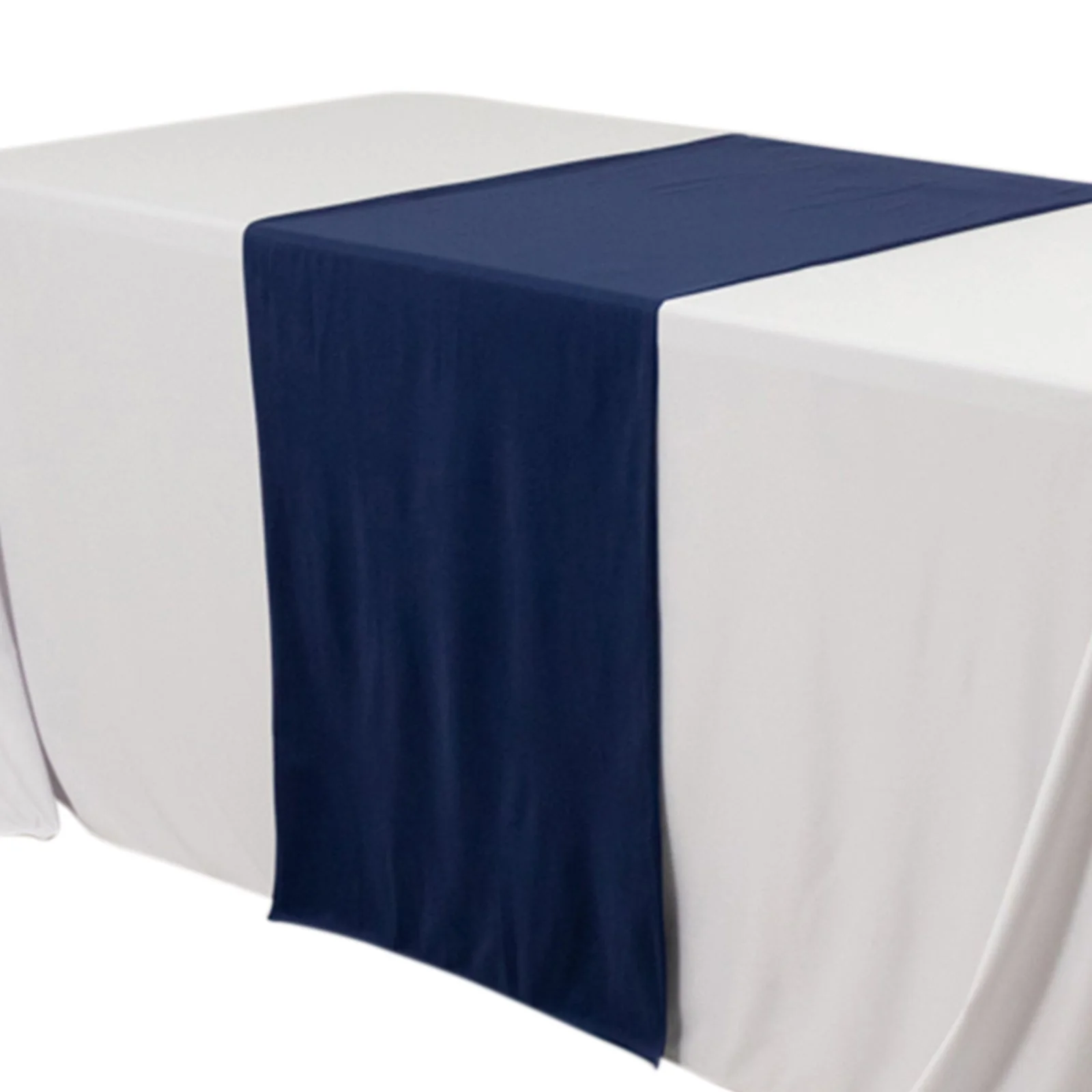 Scuba Polyester Wide Table Runner 24"x72" Navy Blue - Wrinkle-Free Table Linen - Image 3
