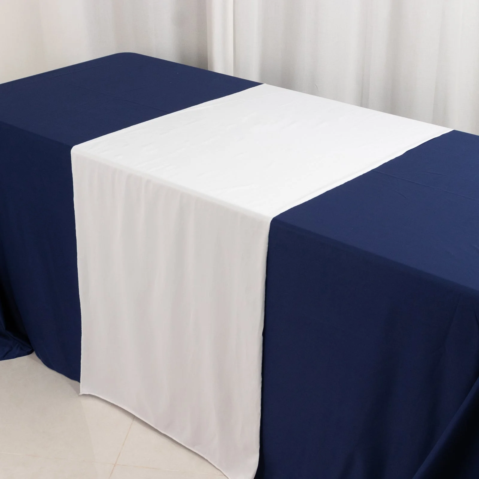 Scuba Polyester Wide Table Runner 24"x72" White - Wrinkle-Free Trade Show & Event Table Linen